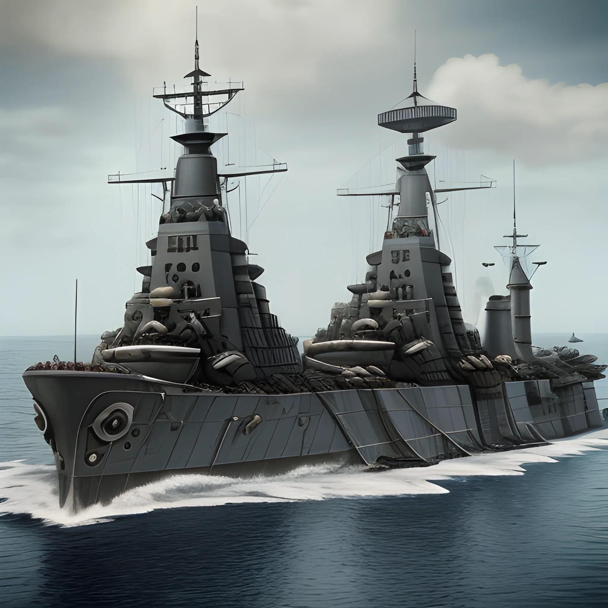 dieselpunk, collosal battleship, in port, gun turrets, multiple guns, brass hull, crewmen, turrets, steam stacks, crew on deck, battleship, battleship turrets, deck view, biplanes guarding ship, people, crew, 3D, HD, 4K, high definition