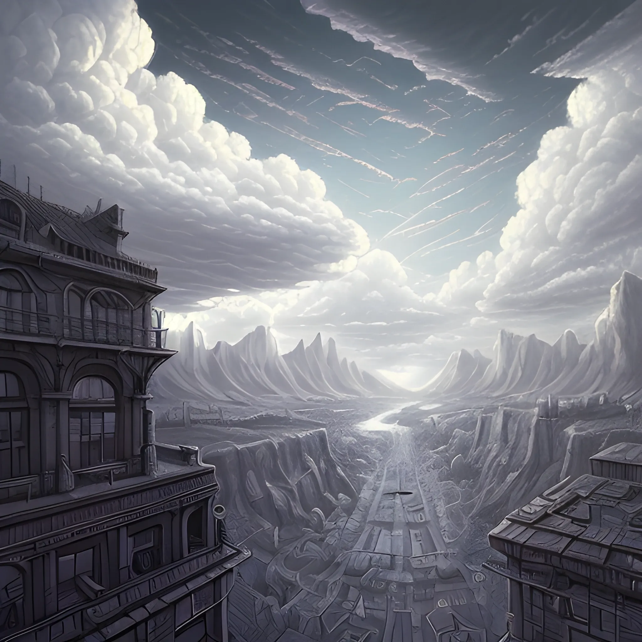 the level art for 2d games,
pencil art illustrations,
detailed sketching,
monumental vistas,
cloudcore,
grid-based,
intensely detailed,
panoramic scale
