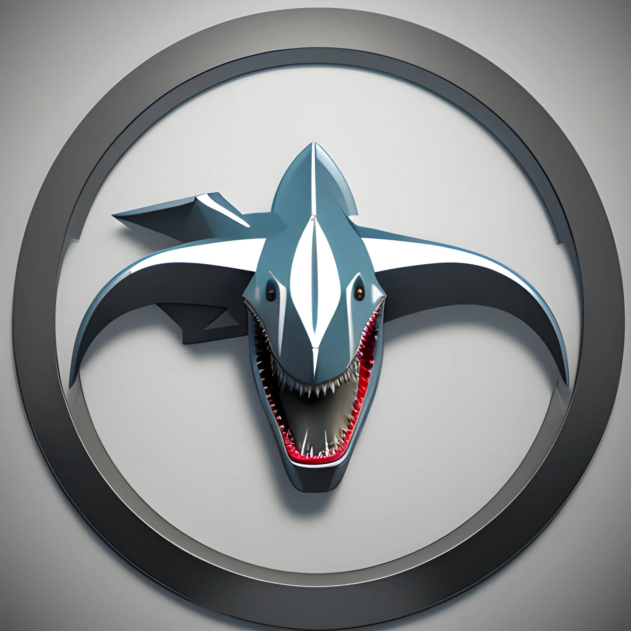 logo iron shark  cercle, 3D