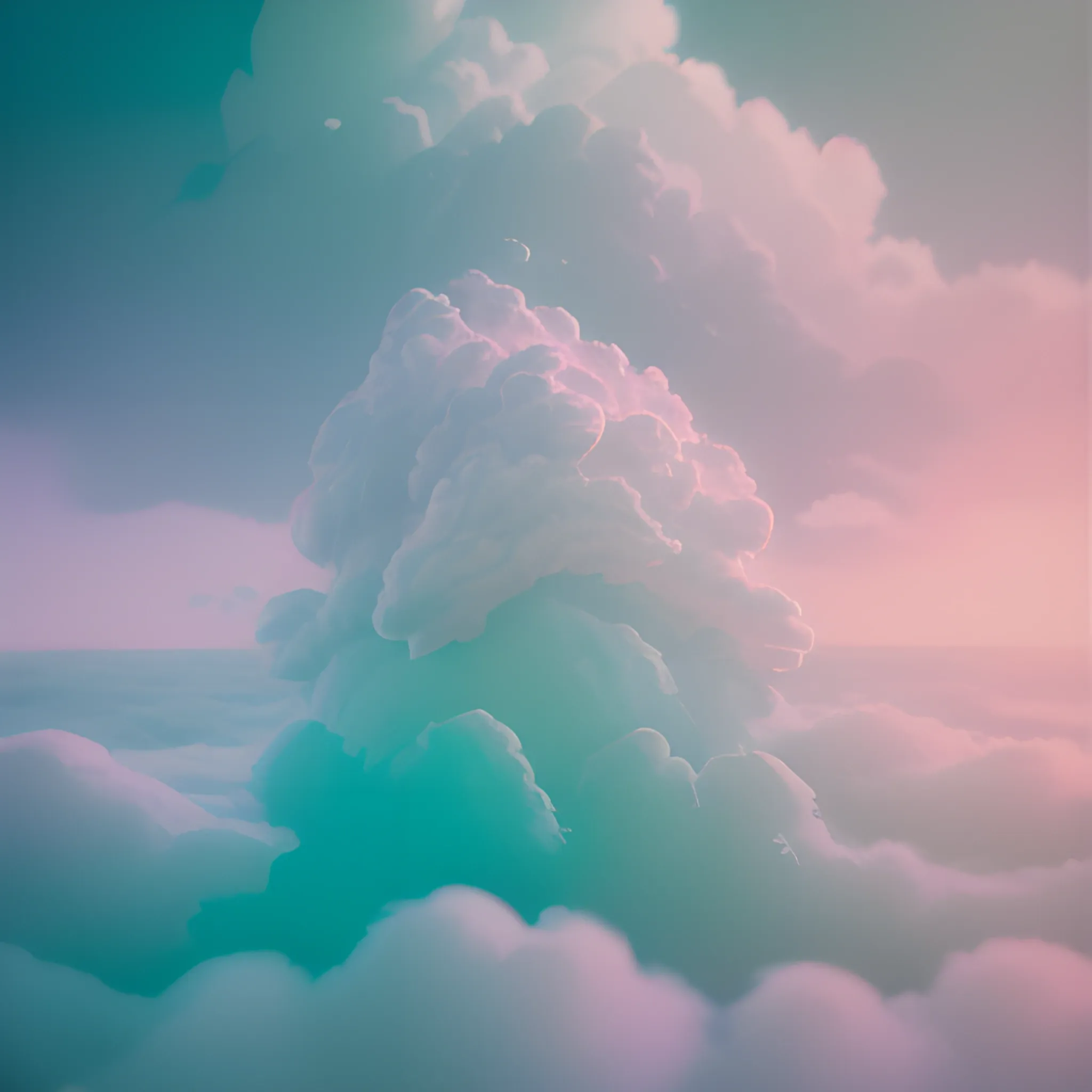 high quality pastel coloured film close up wide angle photograph of a tabernacle swimming on cloud!! environment in a partially haze filled dreamstate world. photographic production. art directed. white color. volumetric clouds. white gradient overlay. waves glitch artefacts. extreme facial clarity. 8 k. filmic.