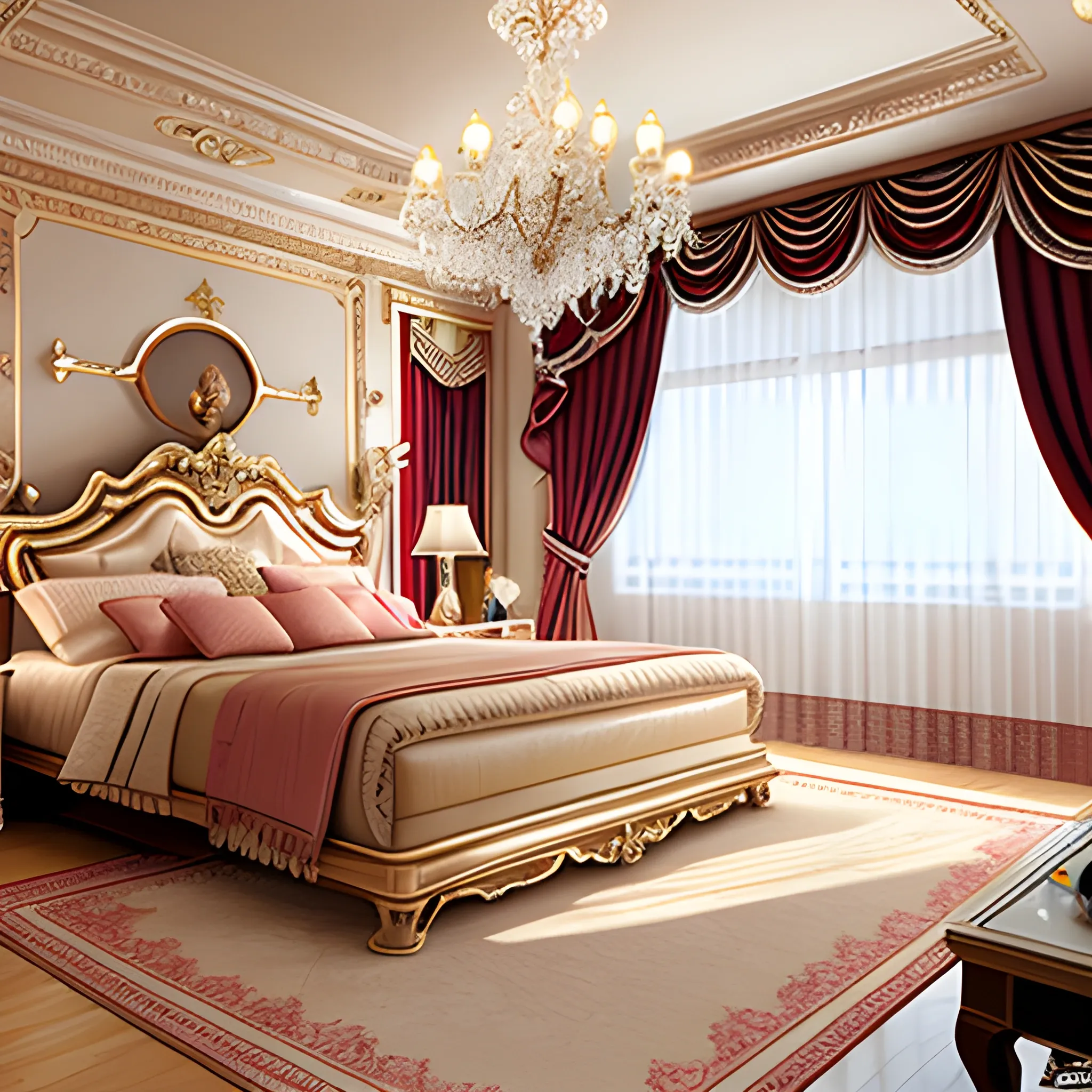 
European style bedroom decoration drawings, 3D