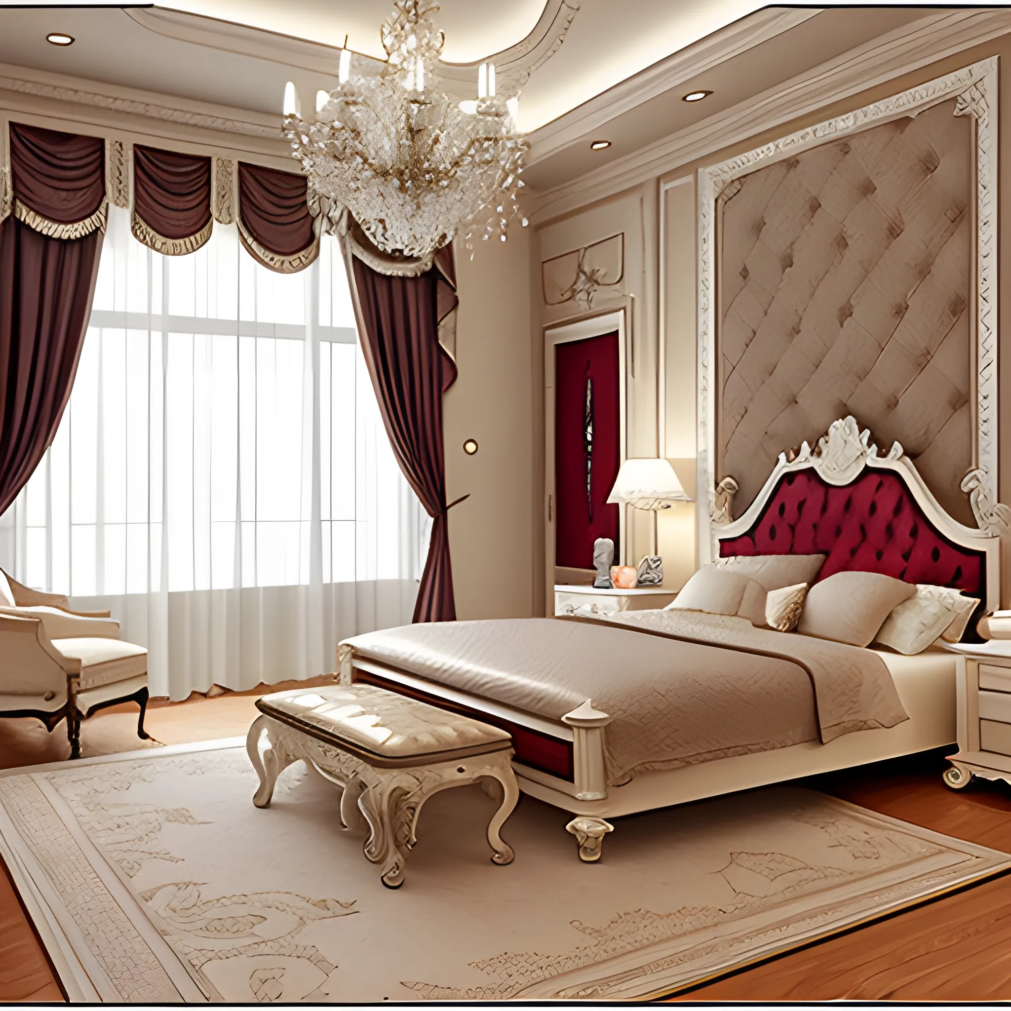 
European style bedroom decoration drawings, 3D