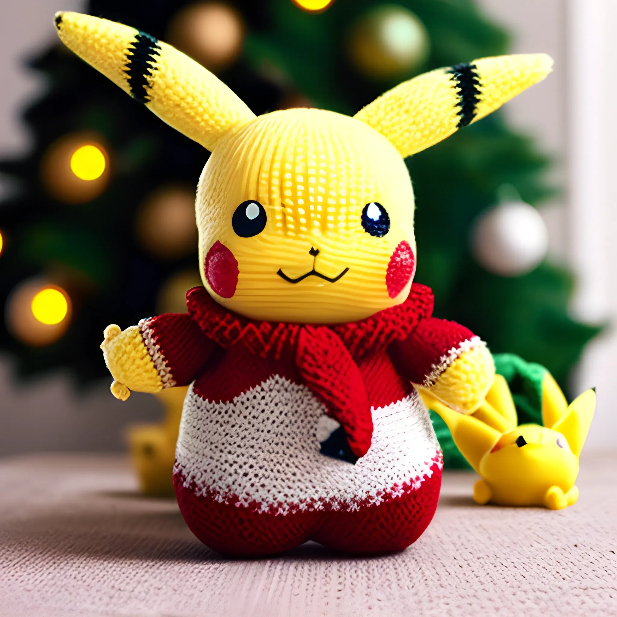 Christmas Pikachu Knitted Doll