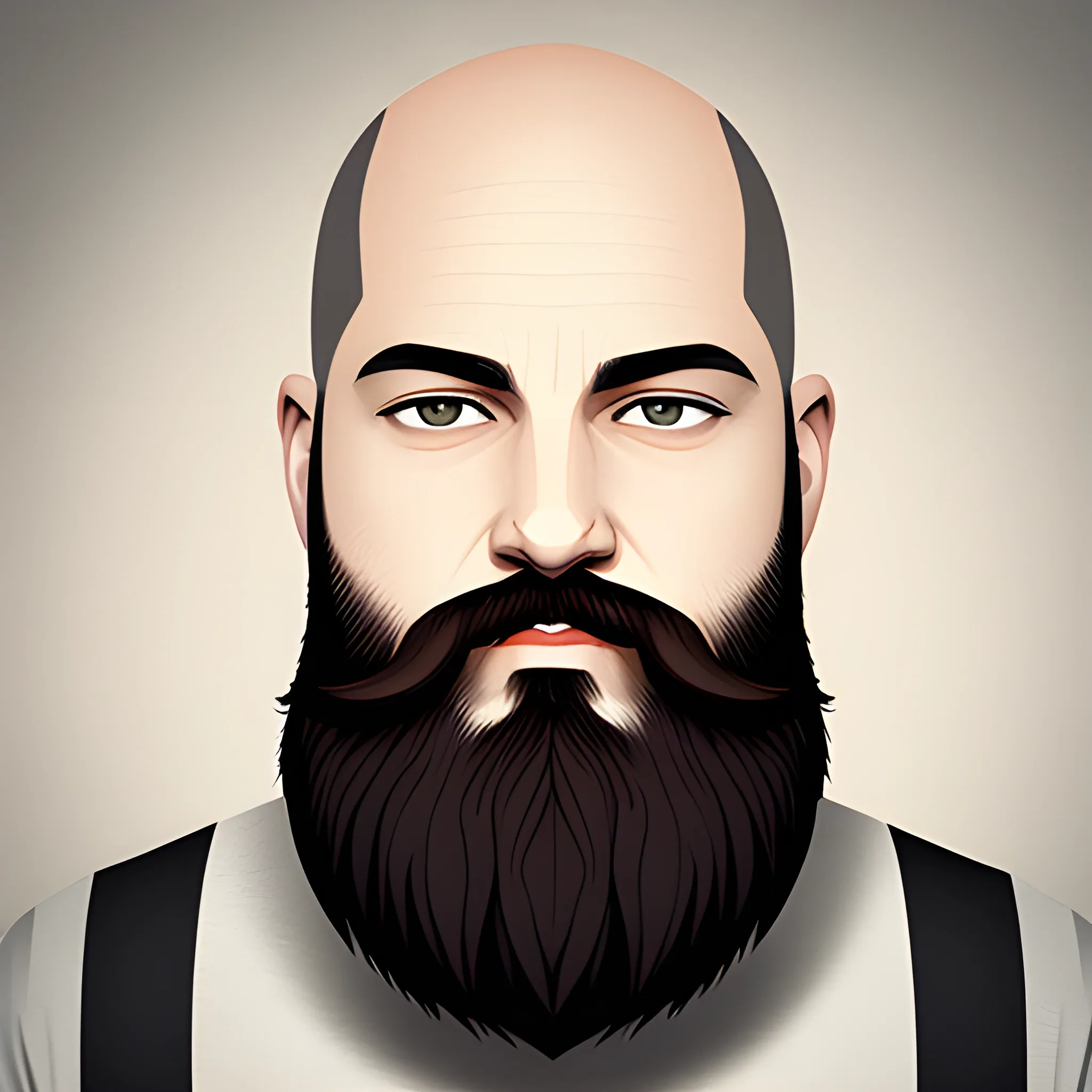 bald guy with beard, minimalist