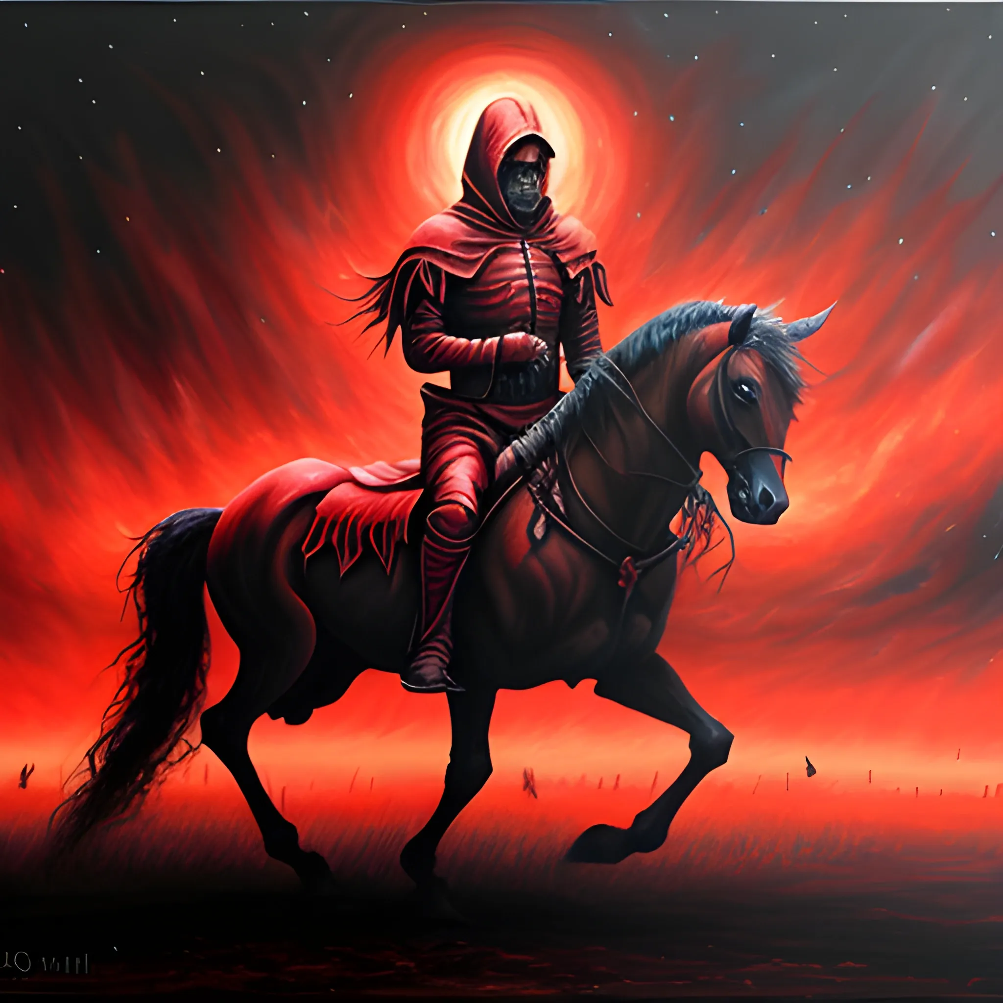 Red Horseman of the apocalypse , , Oil Painting