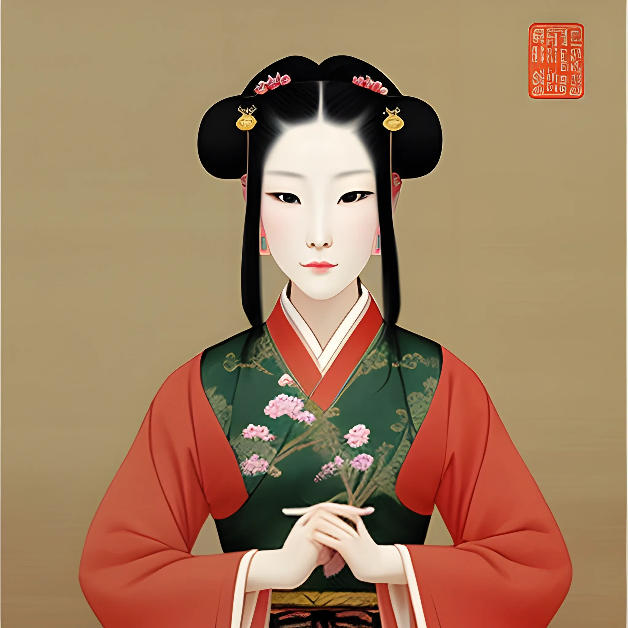 Pictures of ladies in ancient Chinese traditional painting style, elegant, master paintings