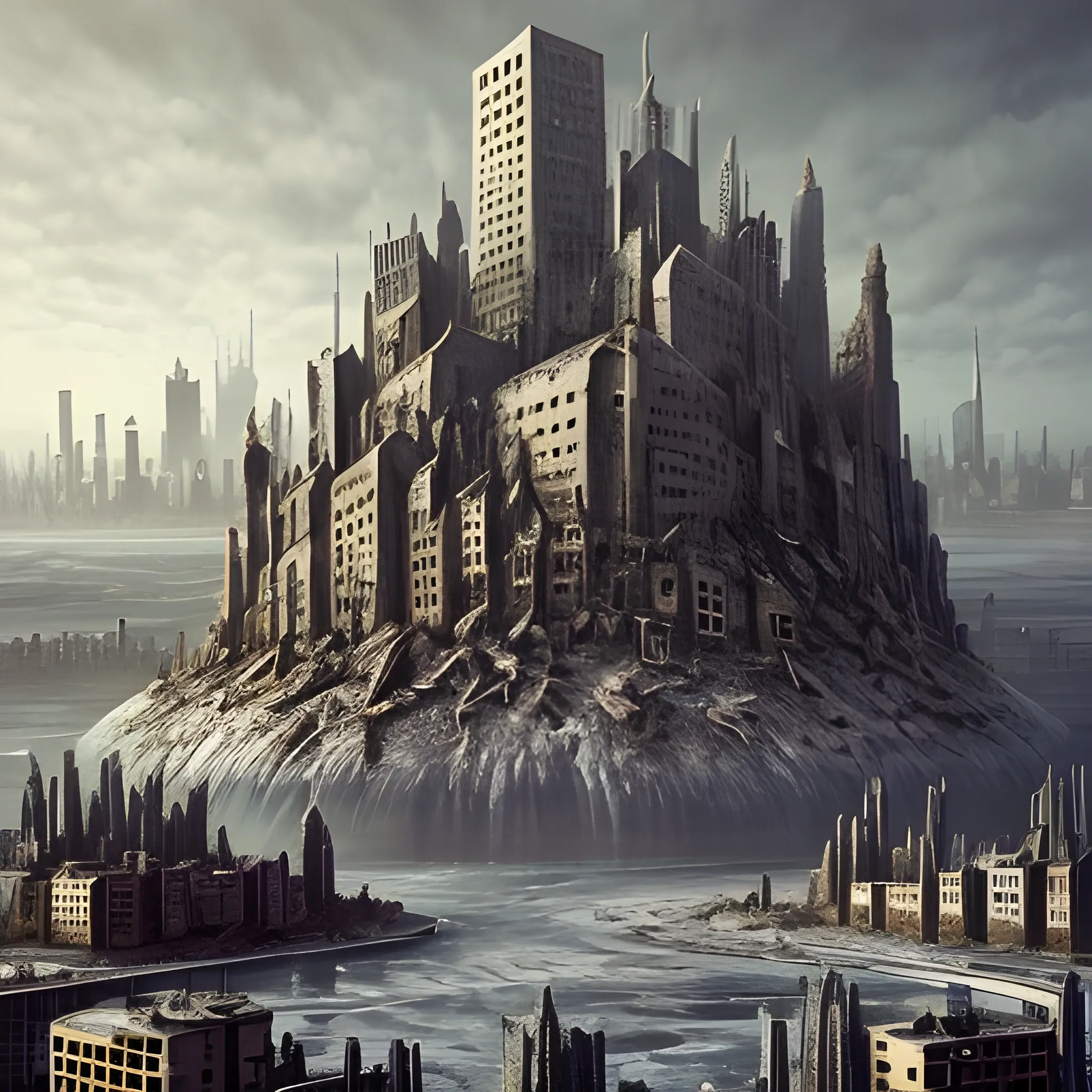 realistic desolated city from t