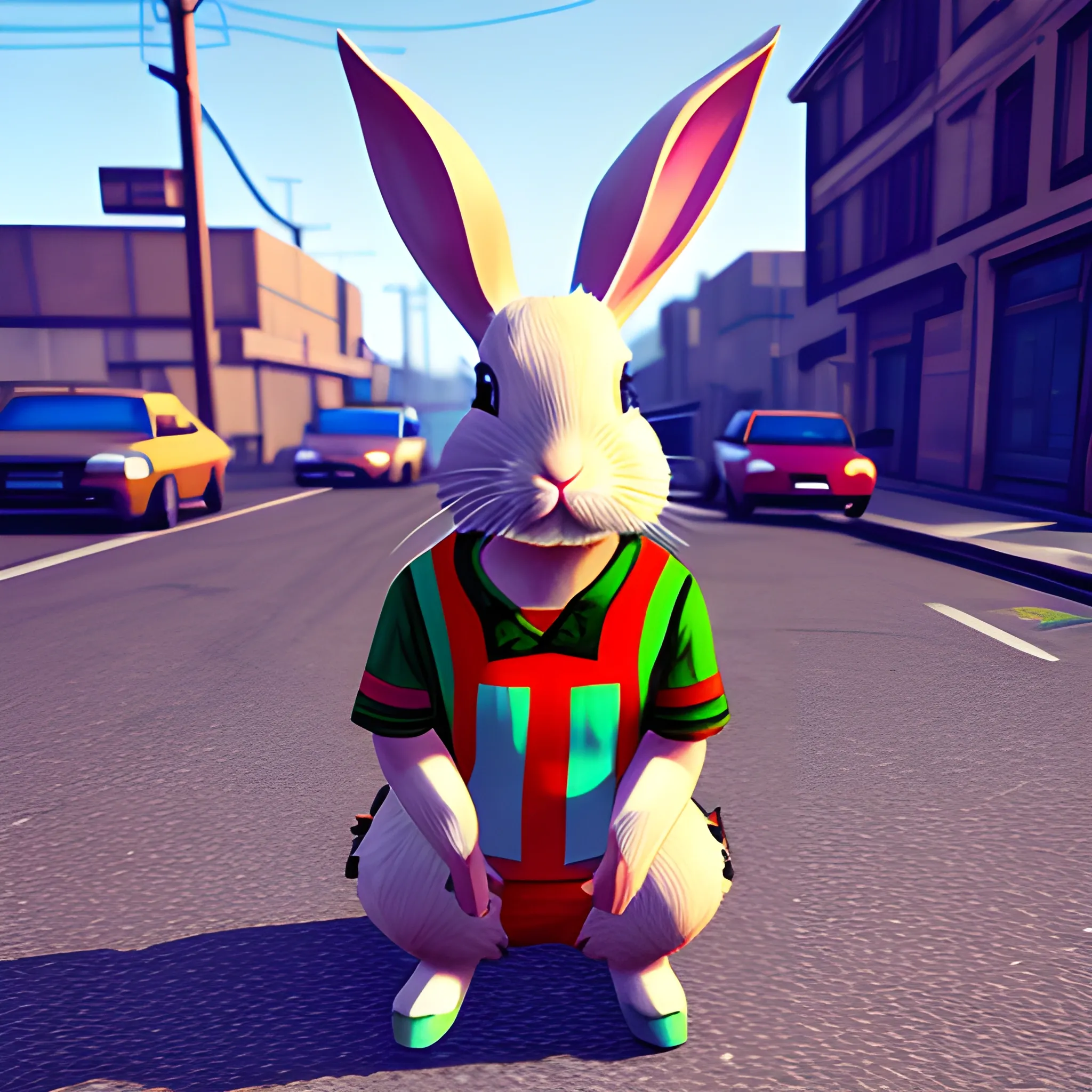 rabbit, gta style, colorful,  3D