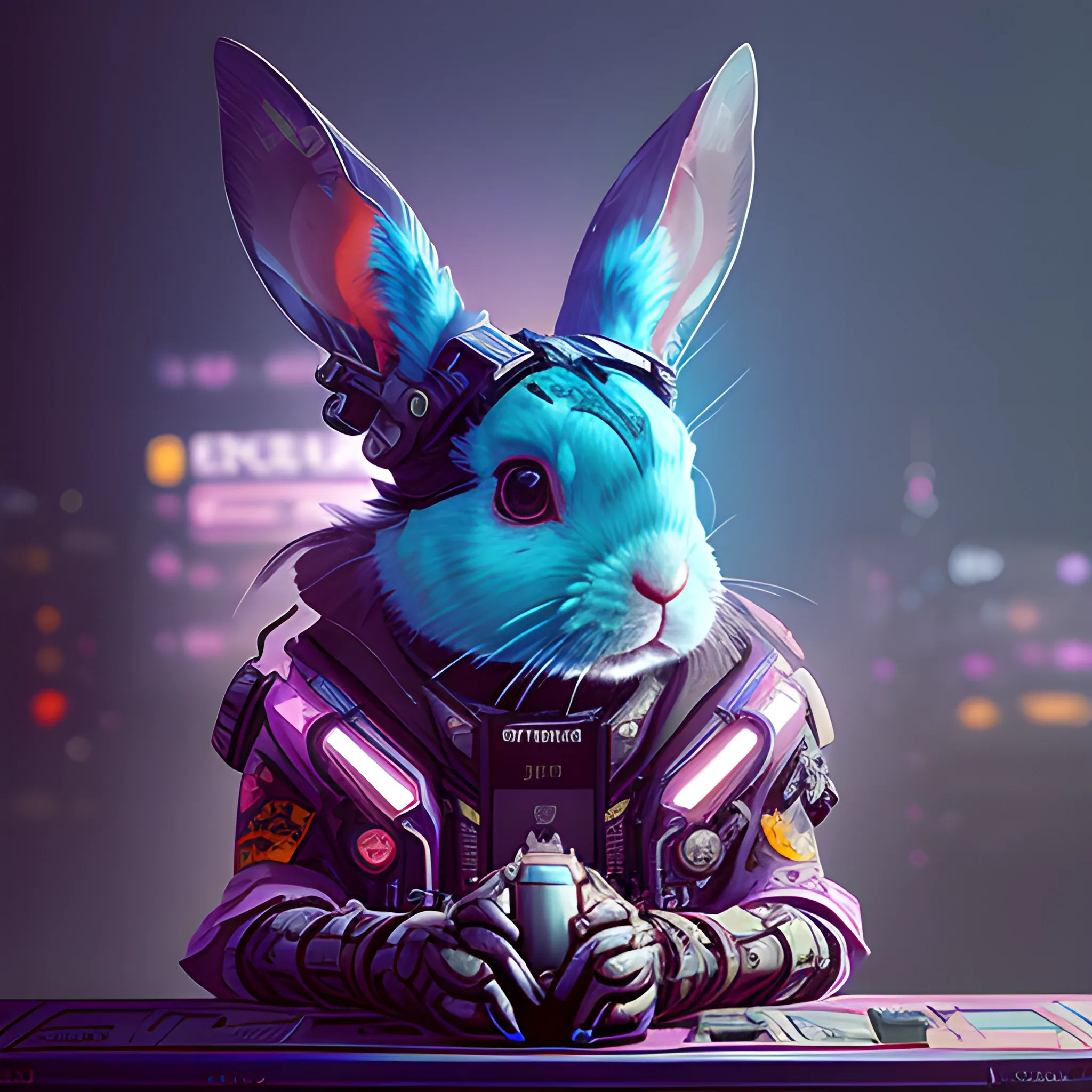 a beautiful portrait of a cute cyberpunk rabbit by sandra chevri ...