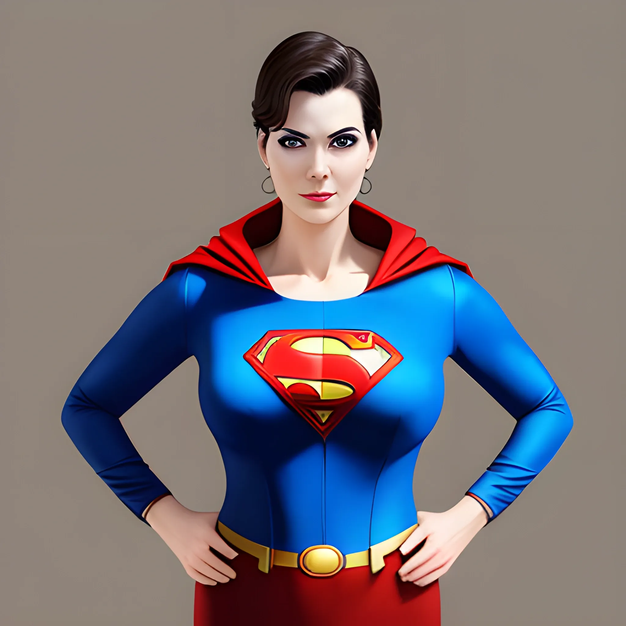 An elegant lady wearing a Superman costume, eye-catching detail,... -  Arthub.ai