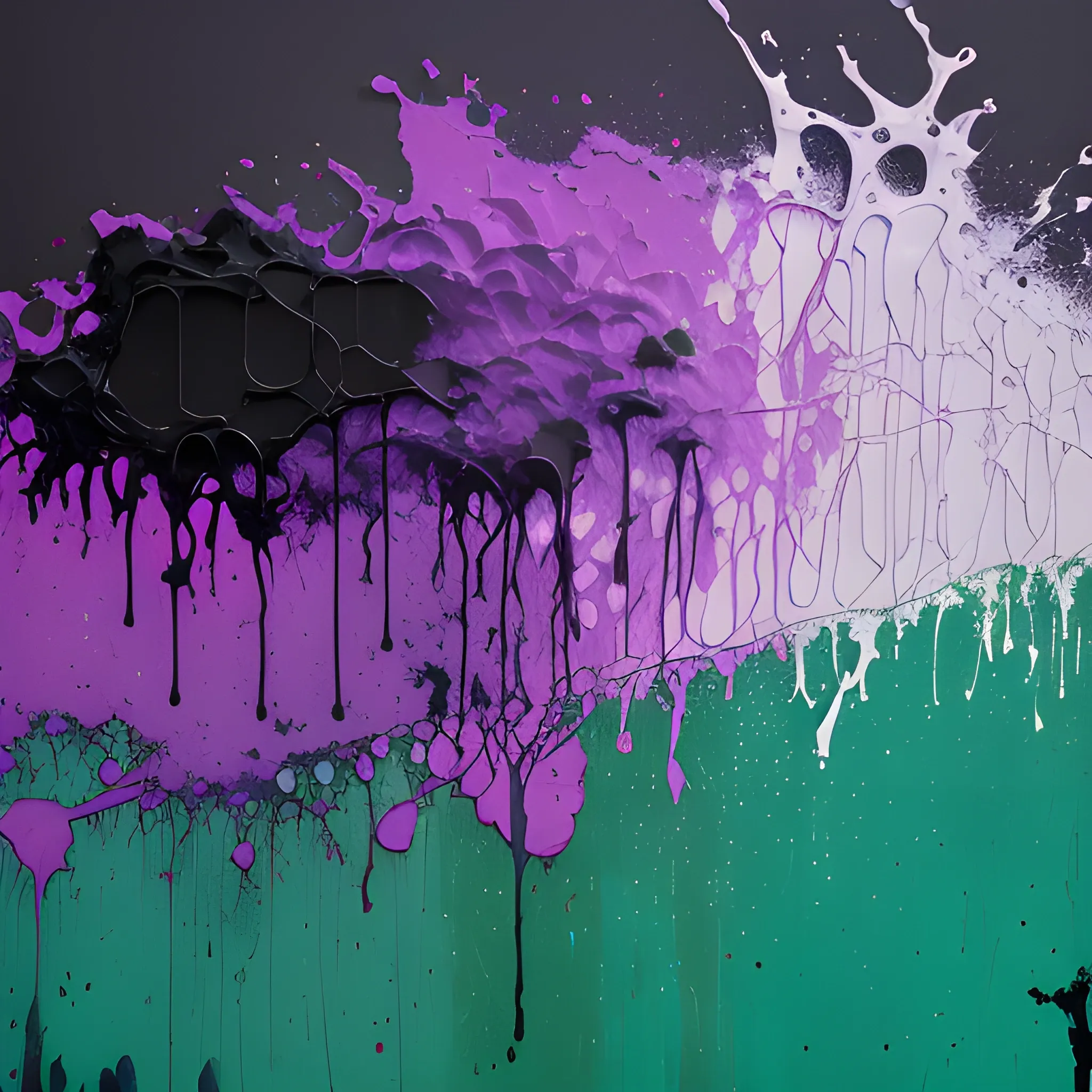 abstract painting in black, sky in abstract clouds, dark green, purple. 8k, biblie dackground, dripping paint, paint spill, extreme detail, intricate detail, masterpiece, trending on artstation,