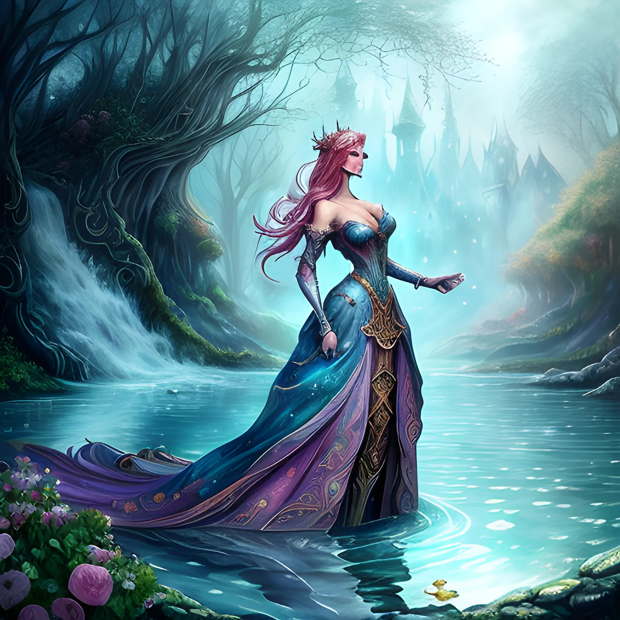 Beautiful girl, concept art, 8k intricate details, fairytale style,, Water Color