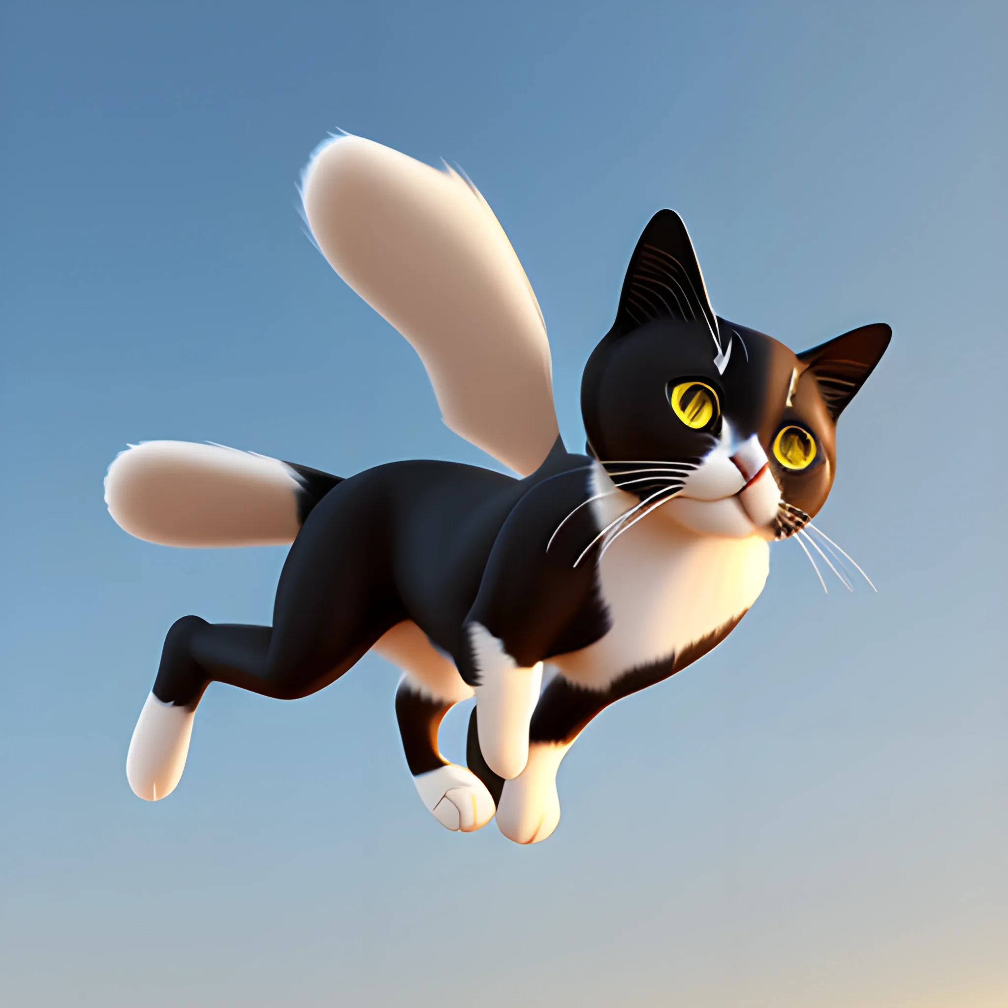 sophisticated, flying cat, 3D