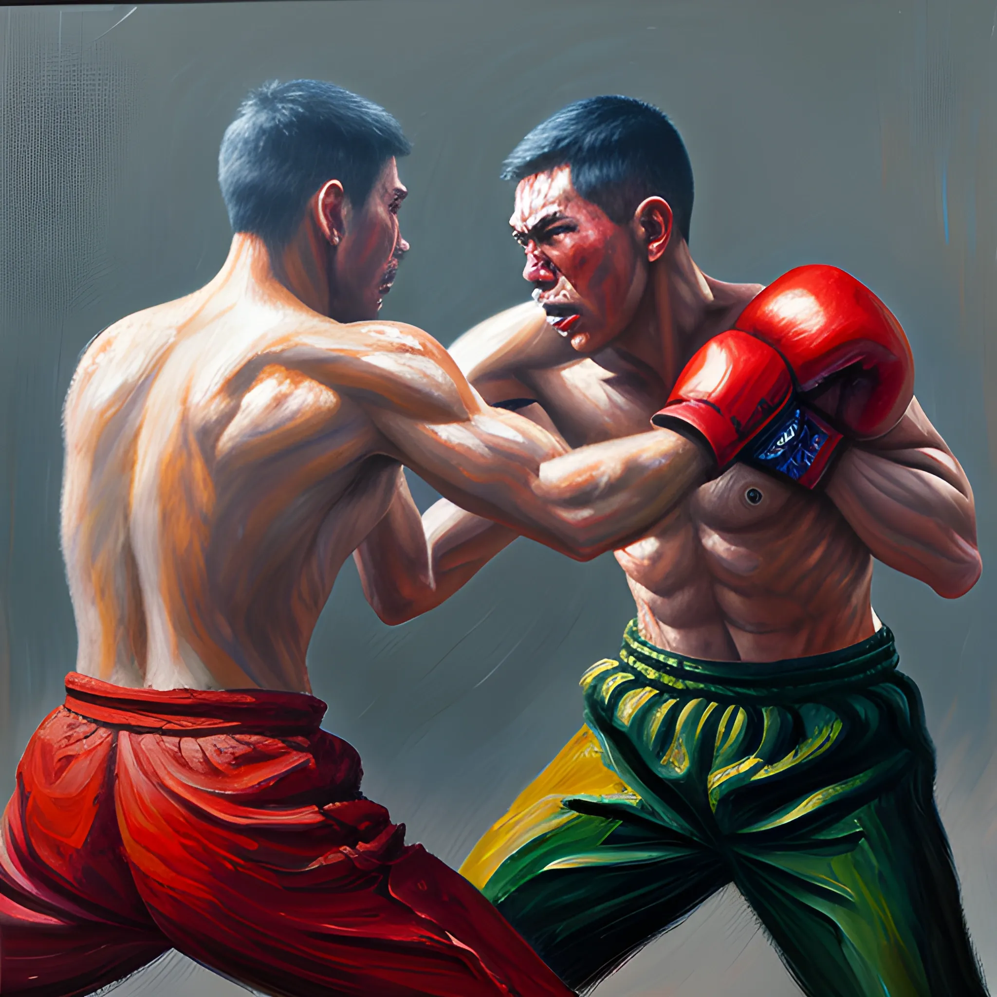 fighting men, Oil Painting