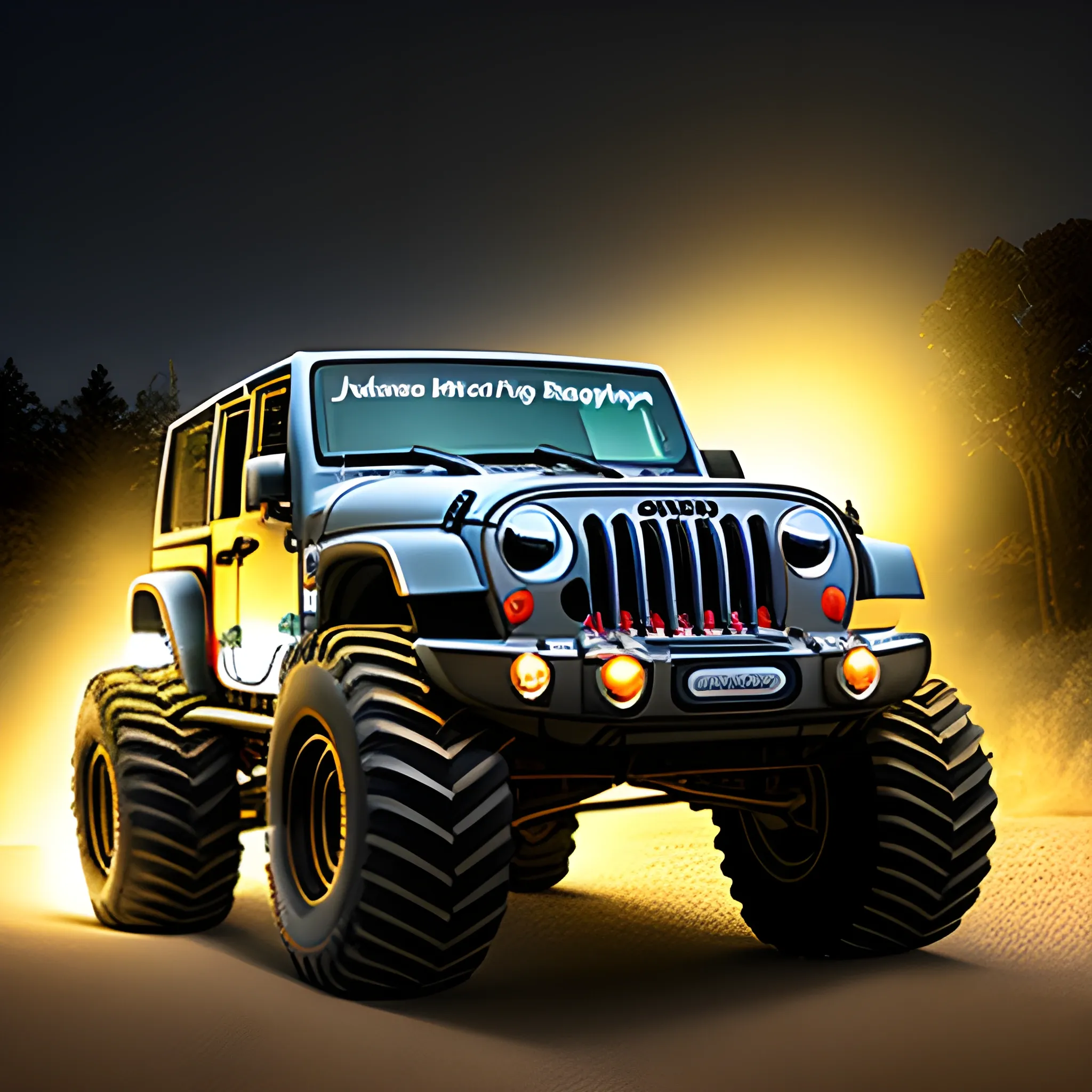 jeep monster truck night lighting  seen 