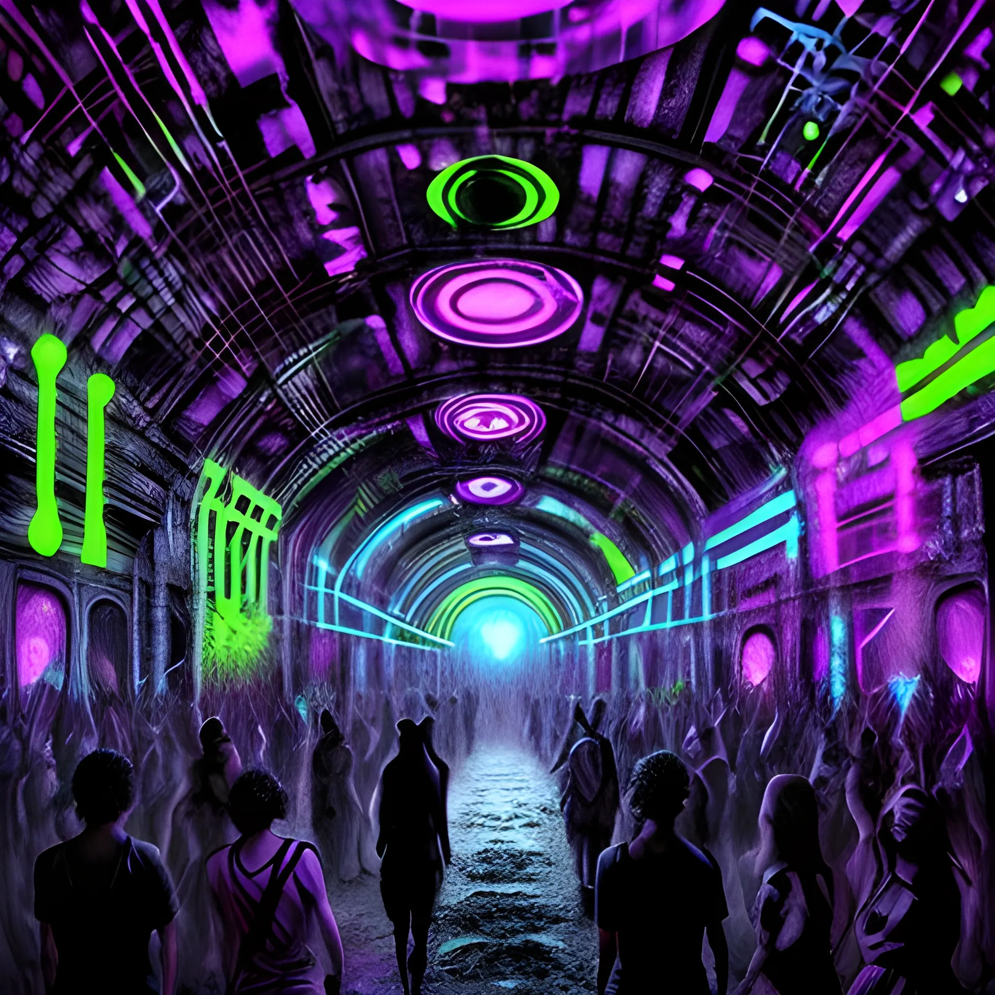 underground rave black realistic
, Trippy