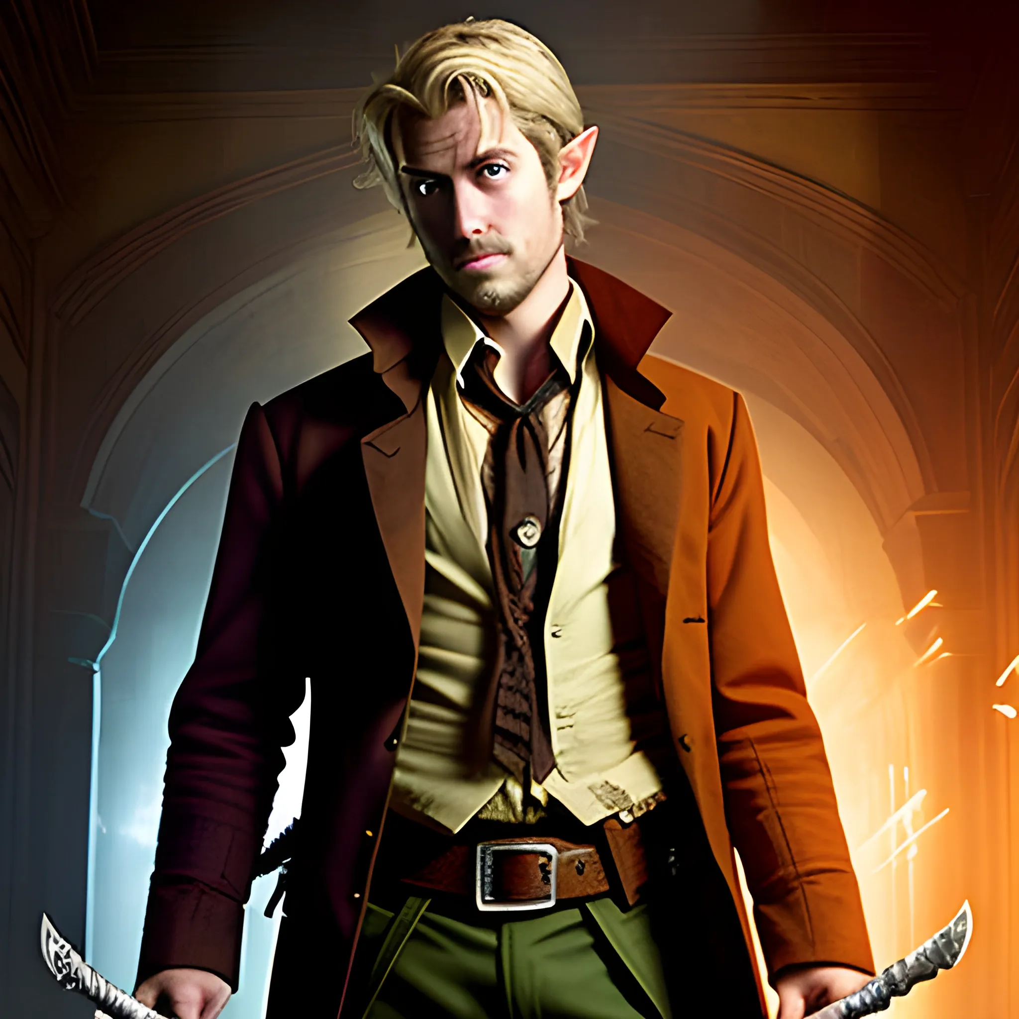 Half-Elf, Merchant, antiques, john constantine, sword