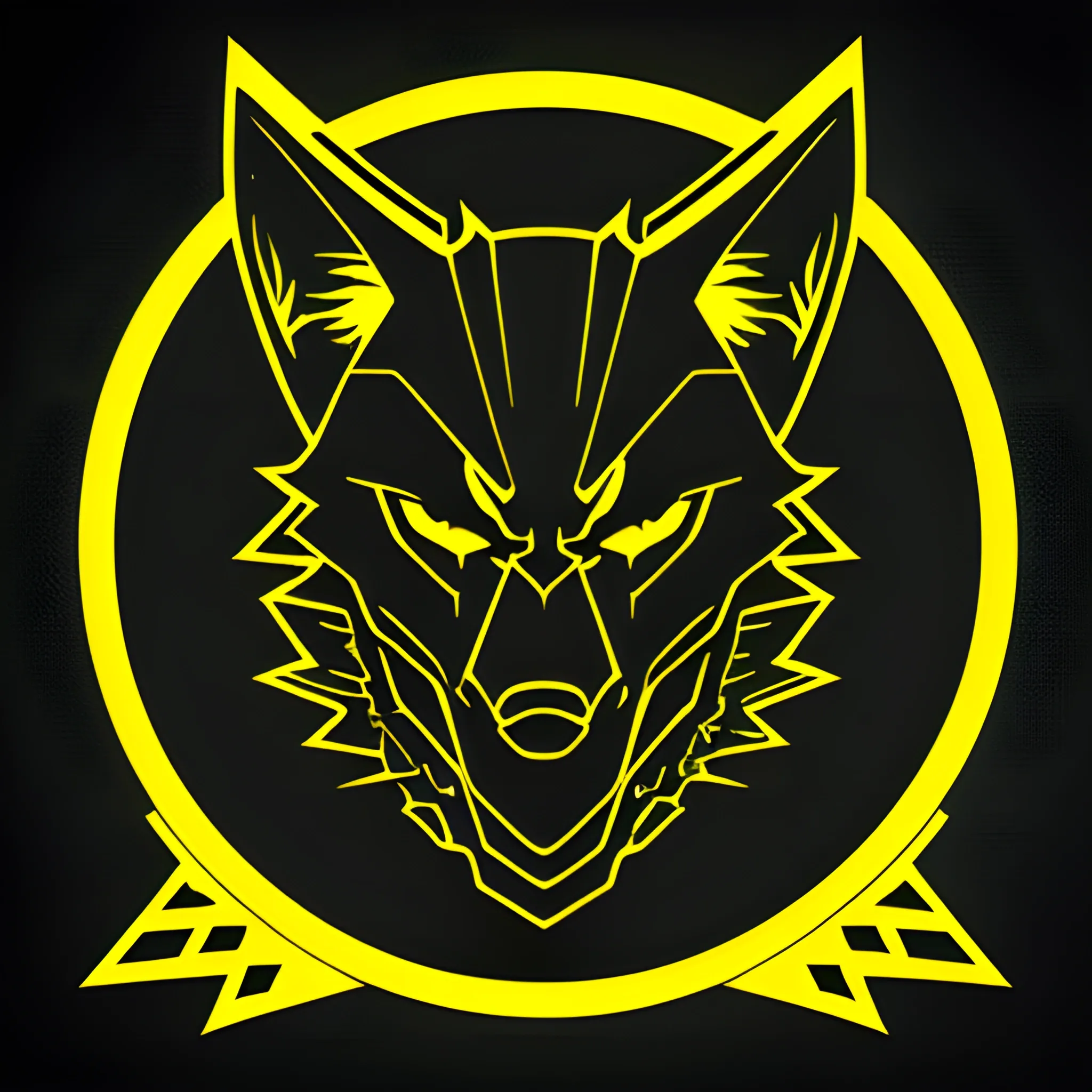 An angry cyberpunk wolf VECTOR logo, using GOLDEN yellow color, WITH BASKETBALL THEME.
