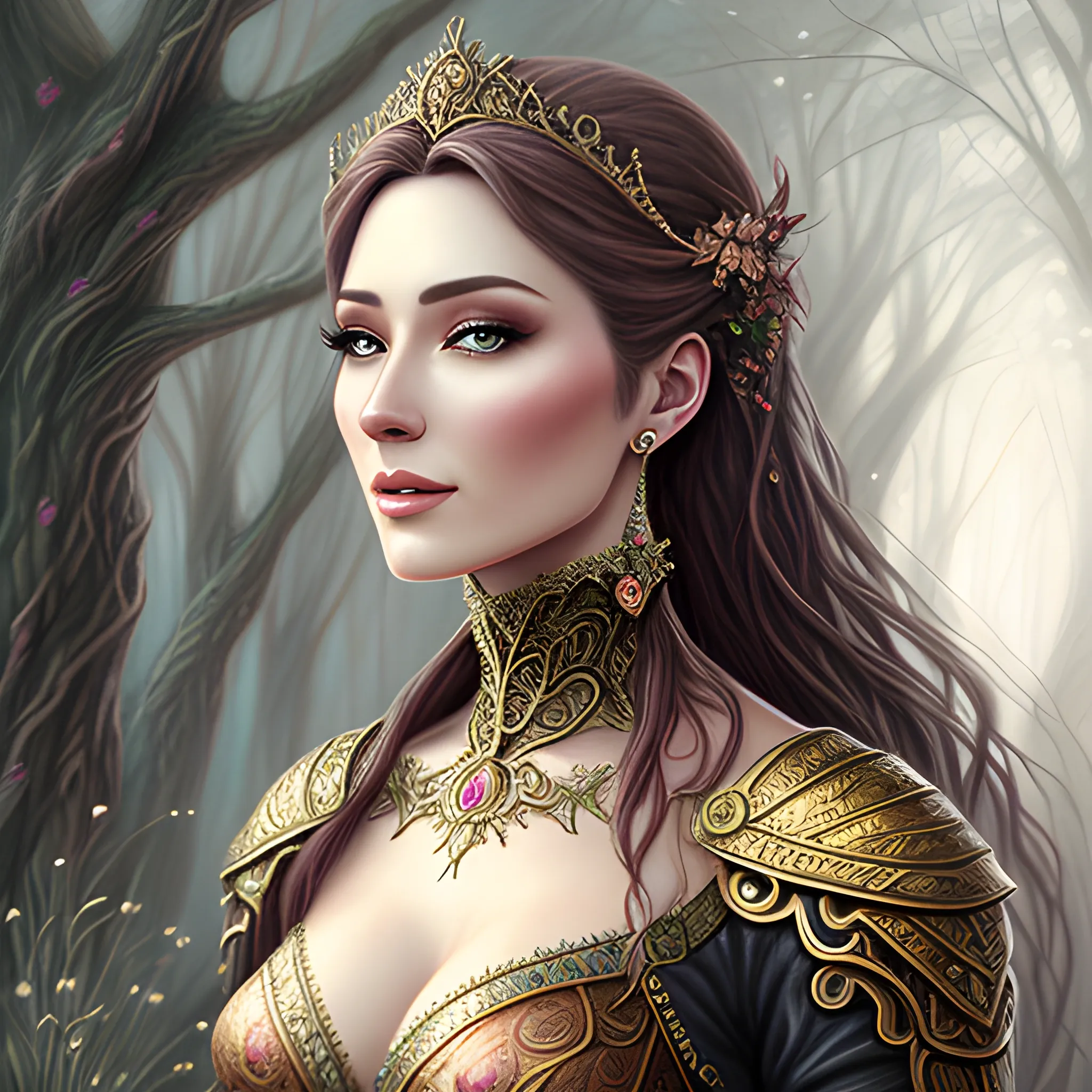 Beautiful girl, concept art, 8k intricate details, fairytale style,, Oil Painting, Pencil Sketch
