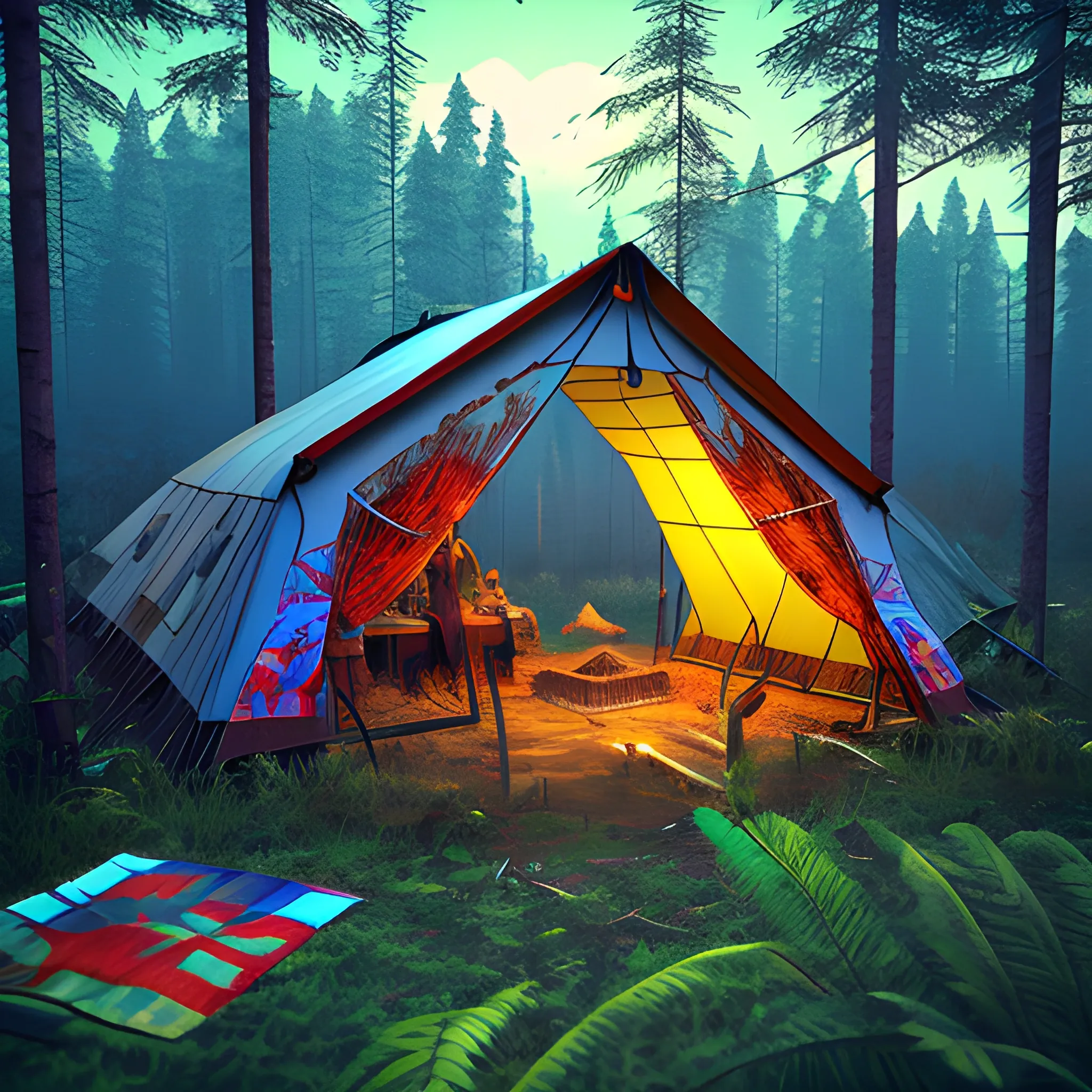 realistic psychedelic survival camp
, 3D