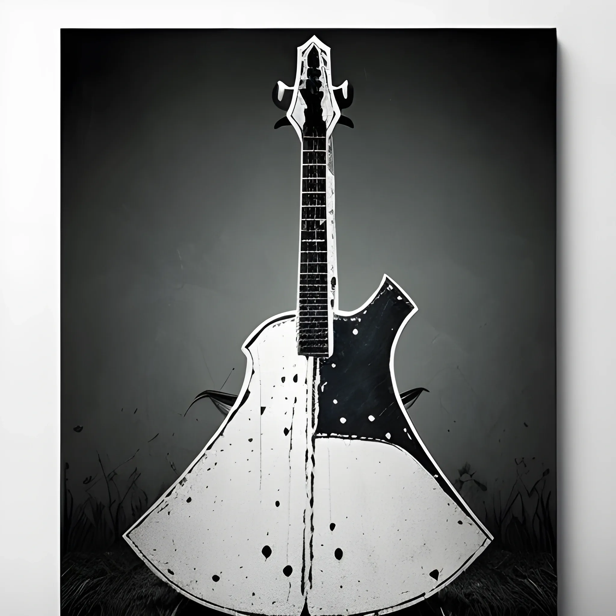 show me a battle axe over a blanc canvas
