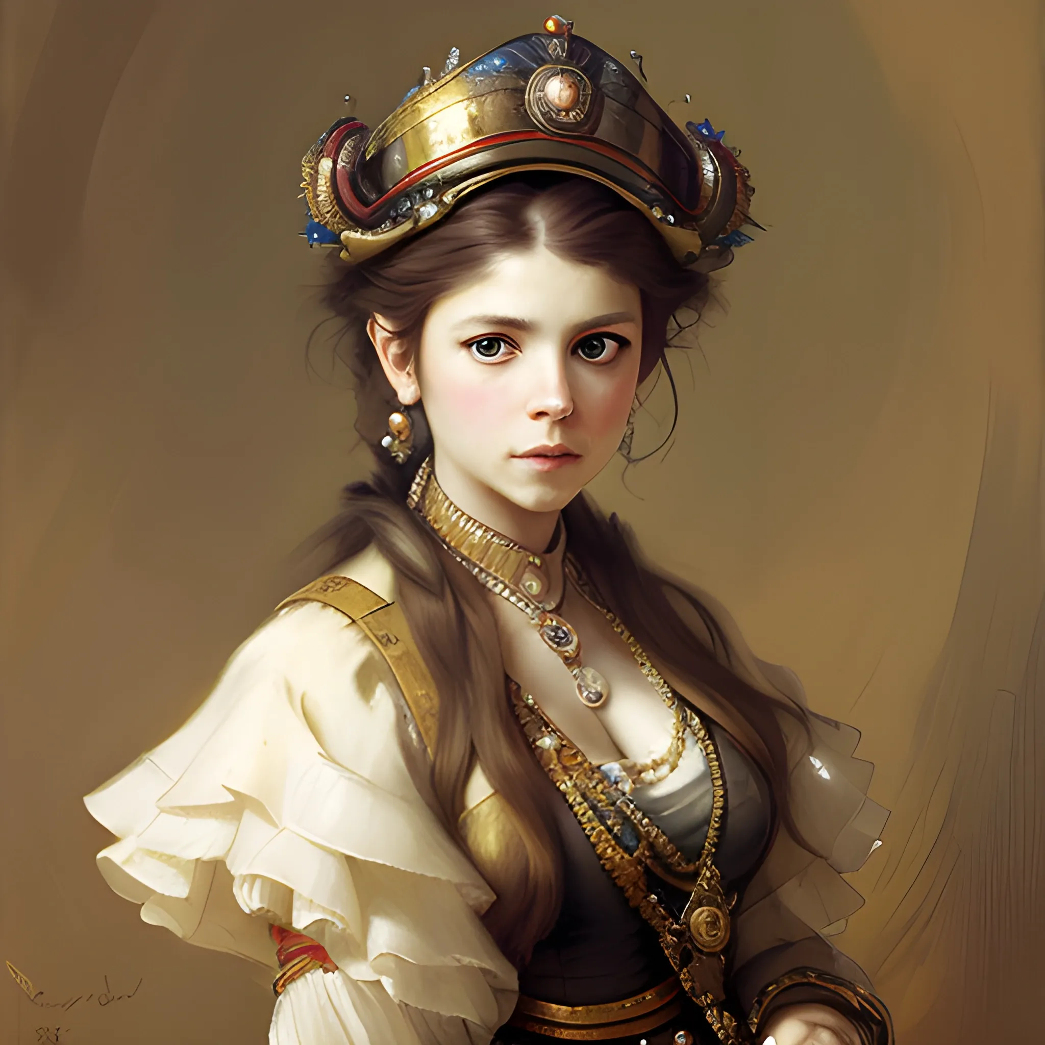 The princess is a spy , in the style of ceremonial portrait and Biedermeyer , artist Jean-Baptiste Monge , Eugène Delacroix , Rembrandt , Dmitry Levin, Oil Painting