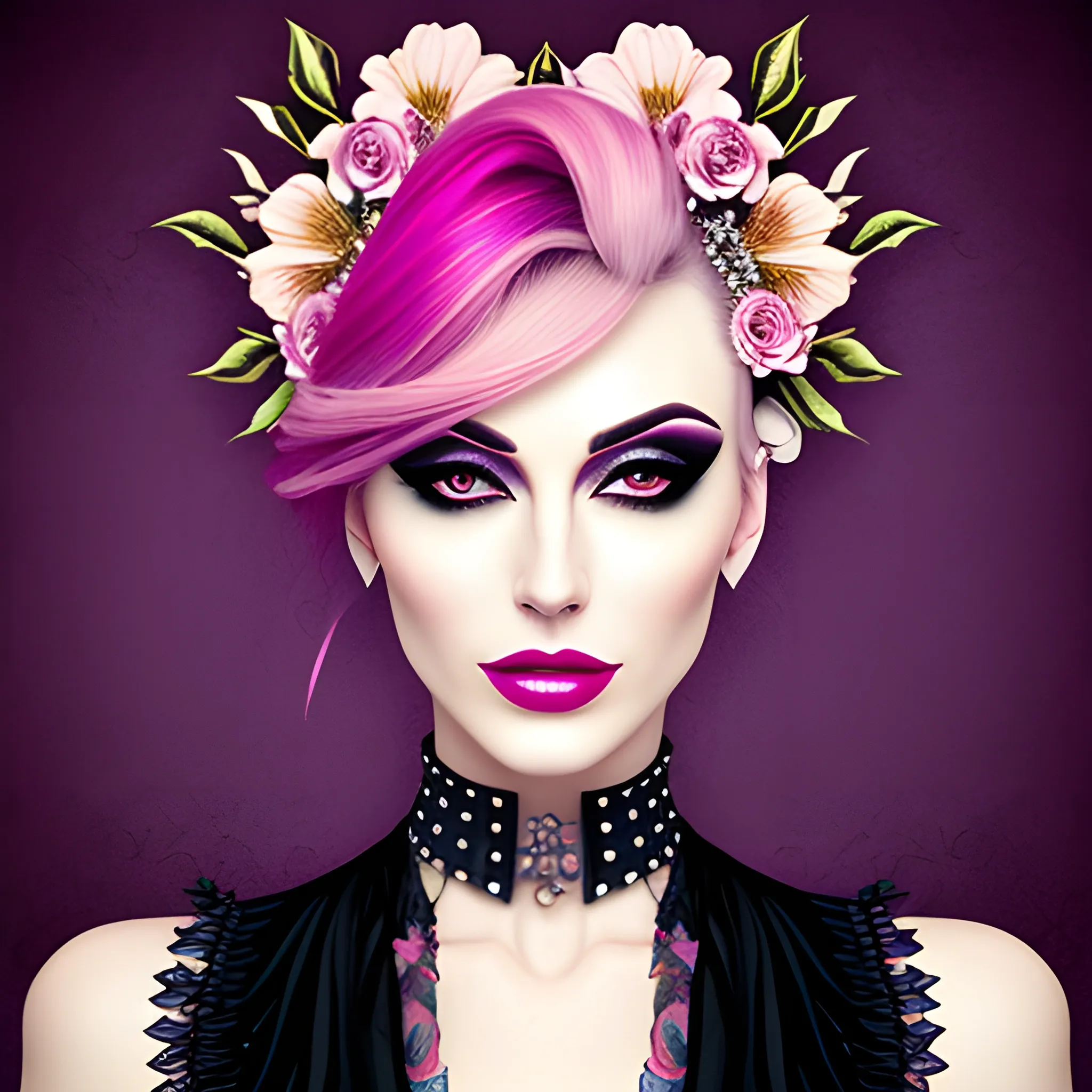 Portrait of a beautiful girl in bloom, mysterious and elegant fl