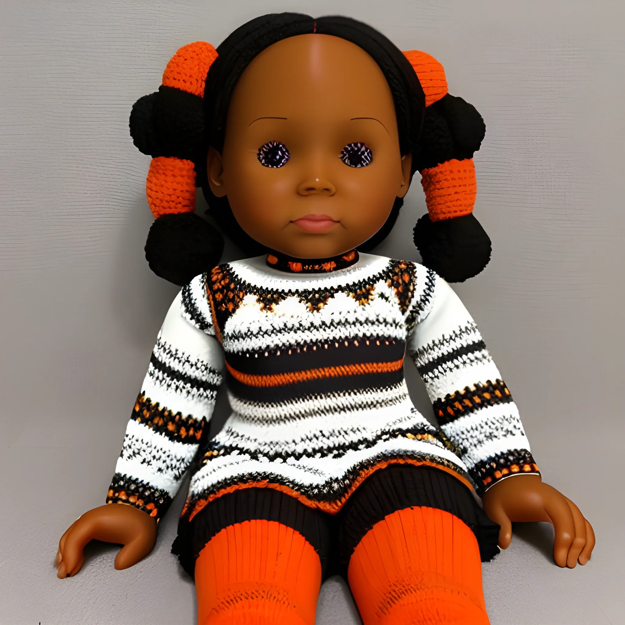 halloween African American knitted doll