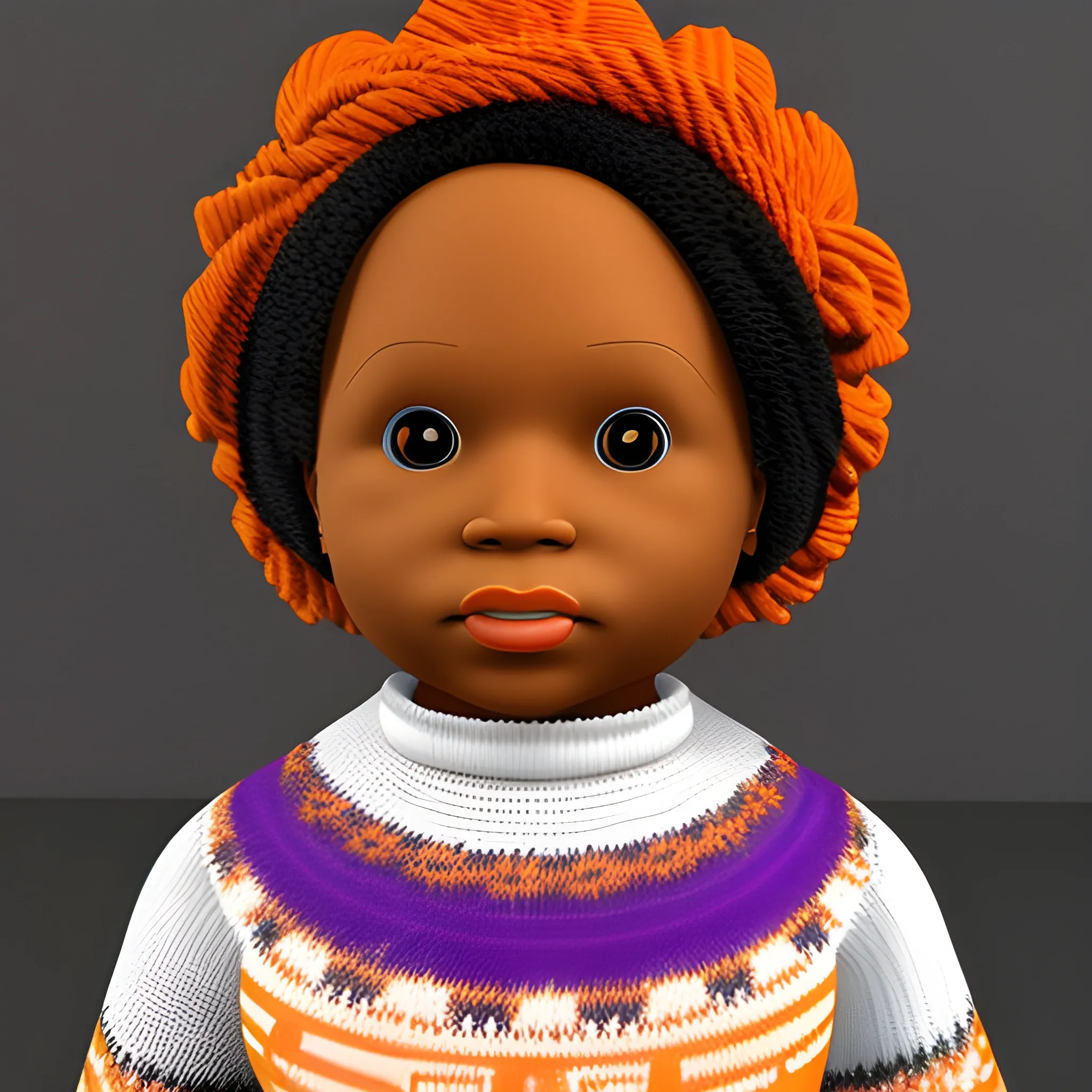 halloween African American knitted doll, 3D