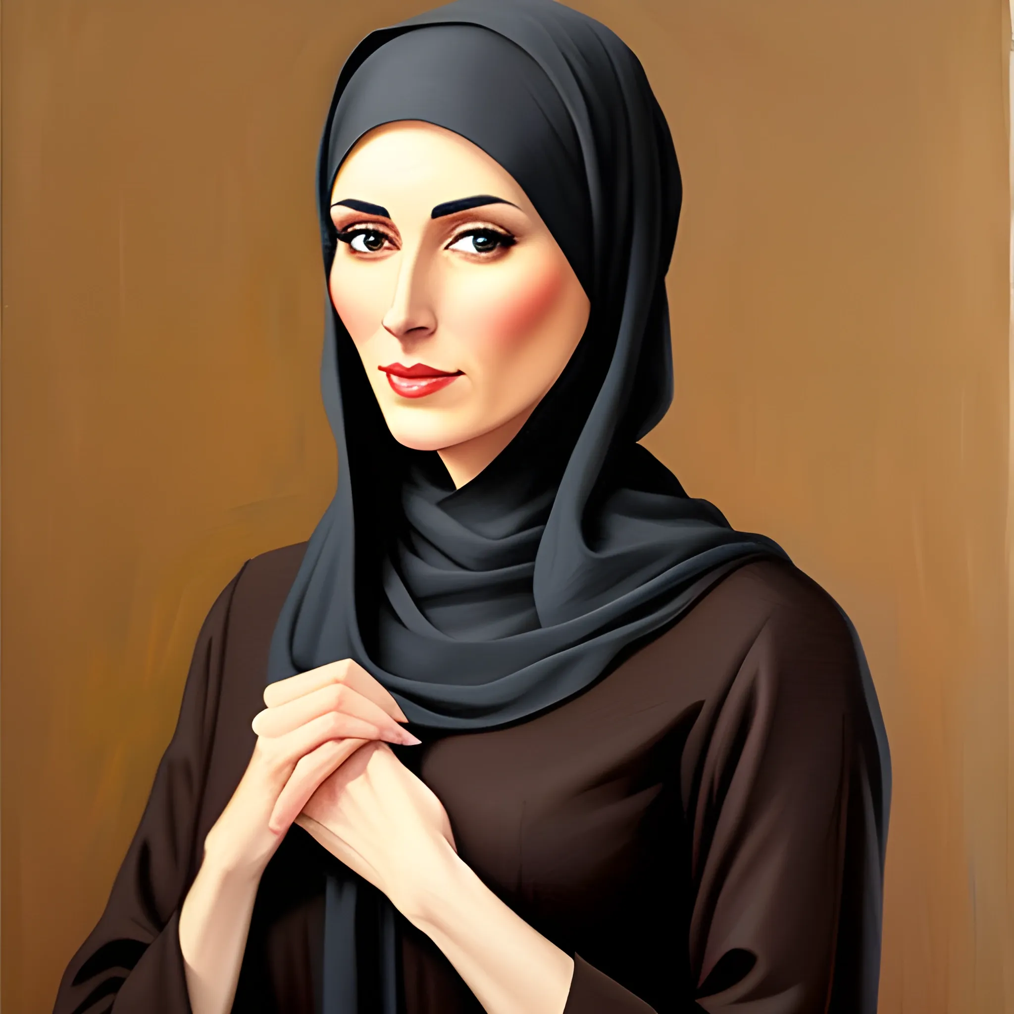 Beautiful girl wearing Modest clothes , Oil Painting