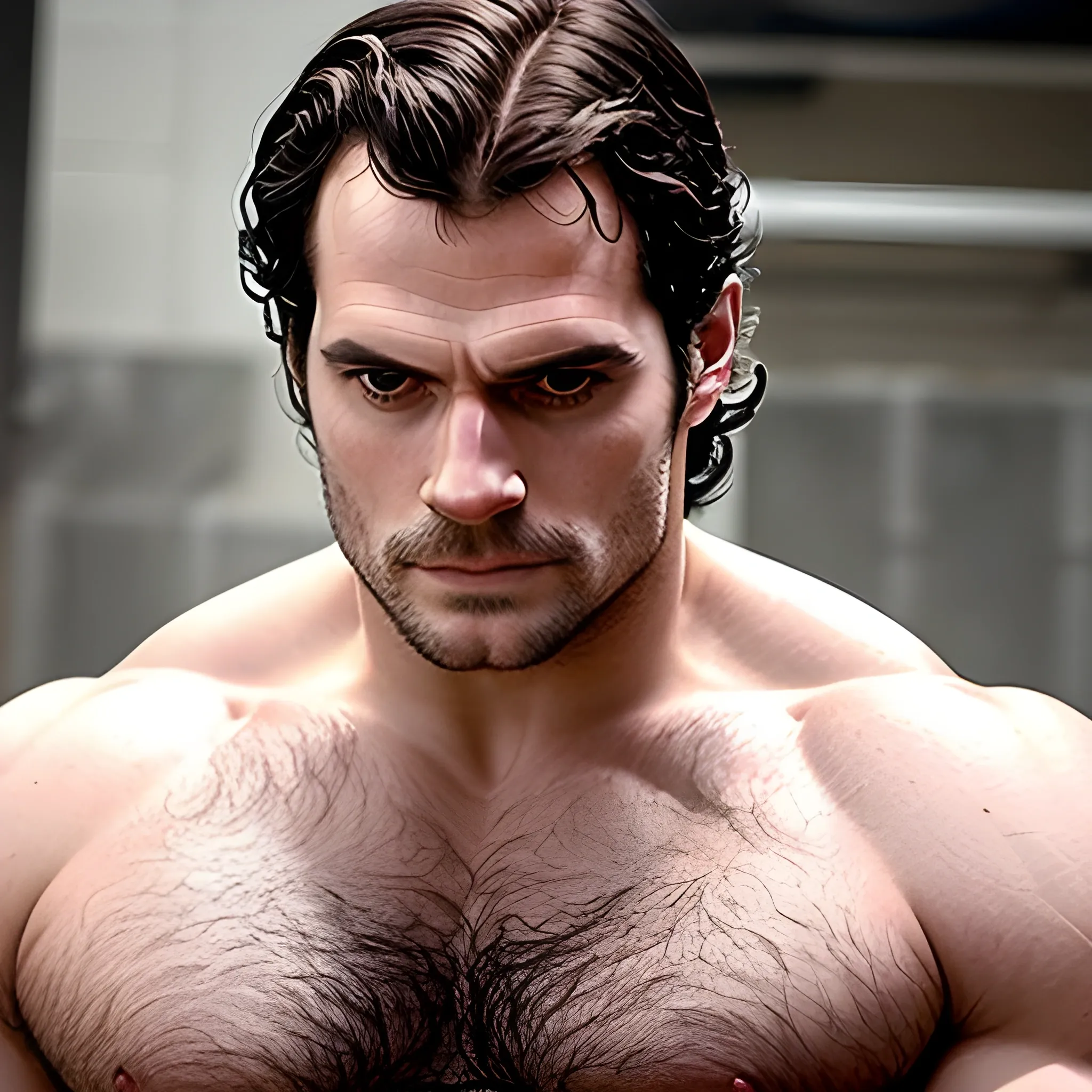 henry cavill, hair,y gay, muscle, bara,  sweat, sexy, mustache