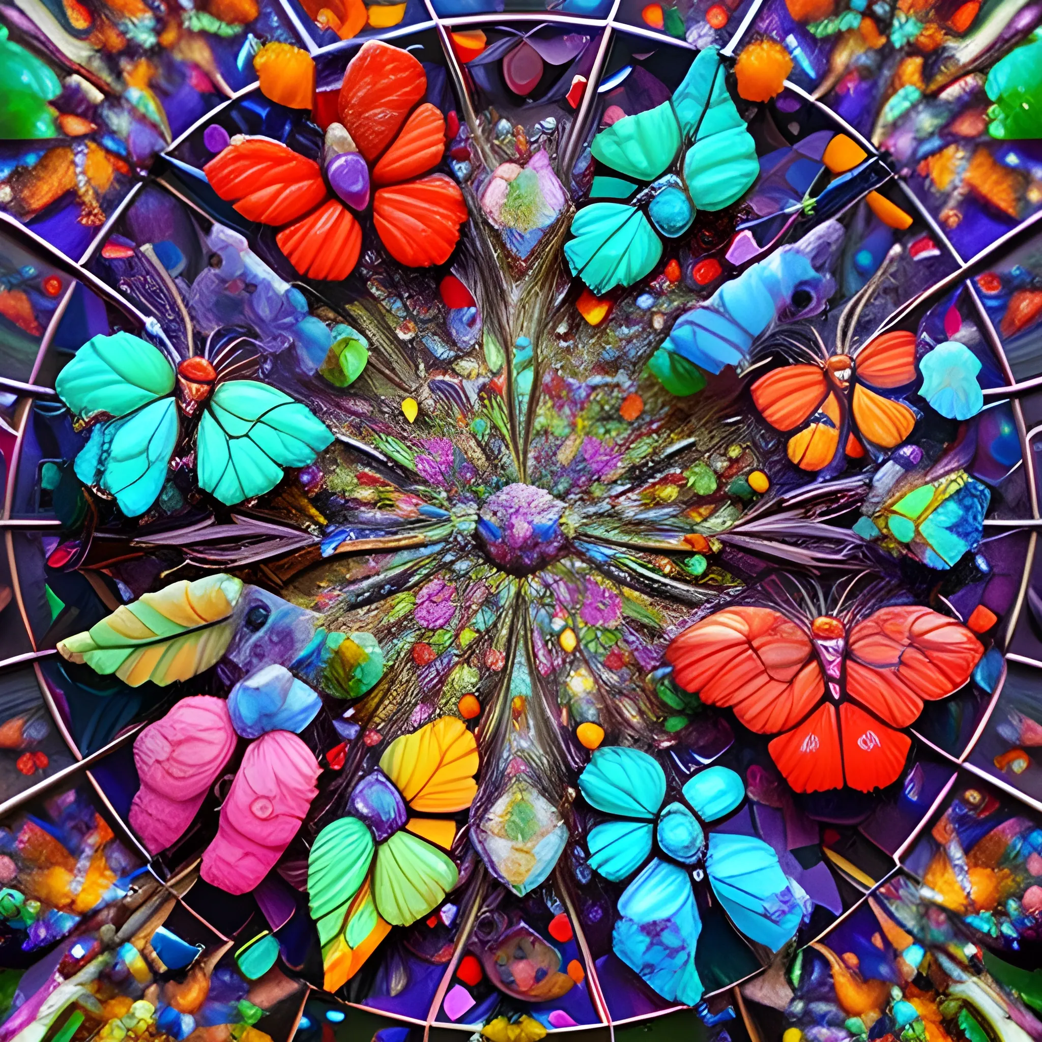 make a sculpture of many crystal crazy butterflies, poppies around, many broken glass in the air, saturated colors
surrealism, chaotic background, 3D, Trippy,  eerie atmosphere, close up, Oil Painting, aerial perspective