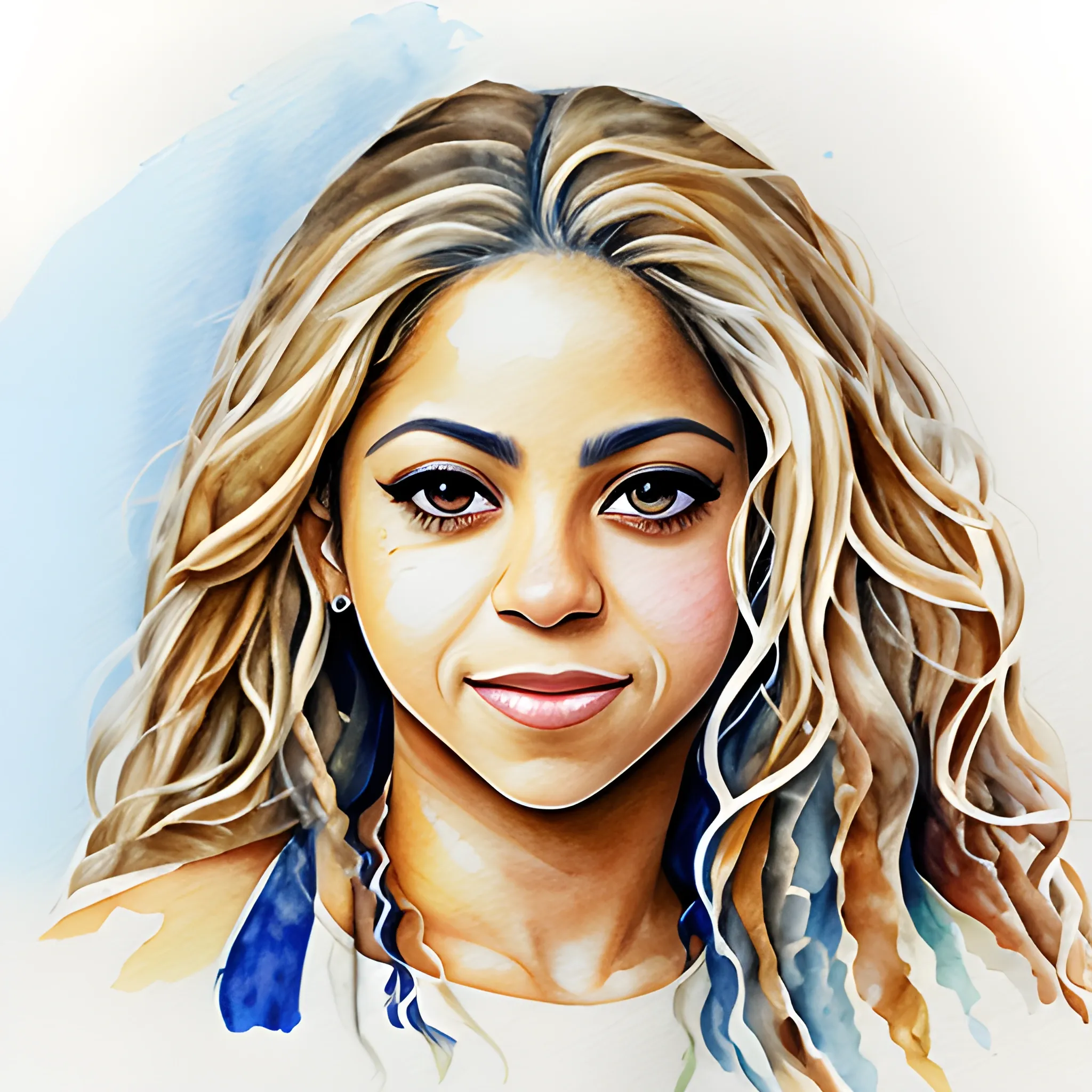 portrait Shakira, Water Color