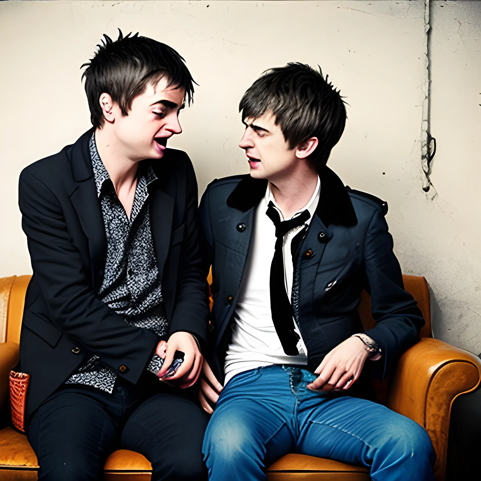 pete doherty y noel gallagher echando cafecito
