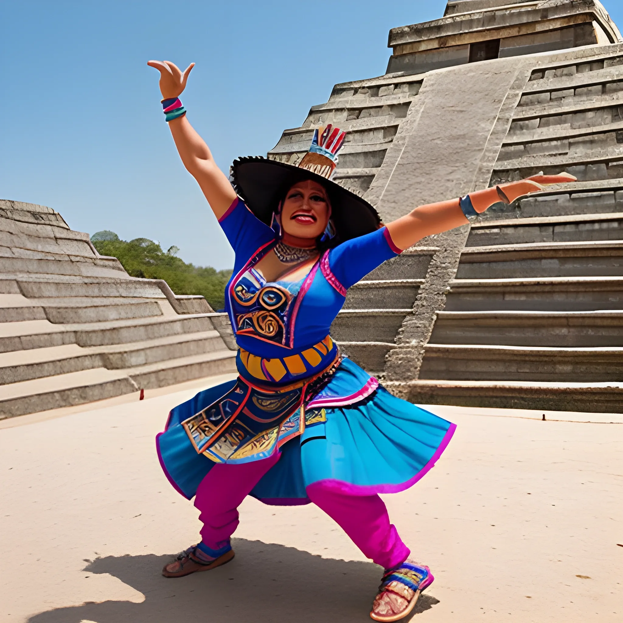 mujer aztecca bailando ska en piramides mayas
