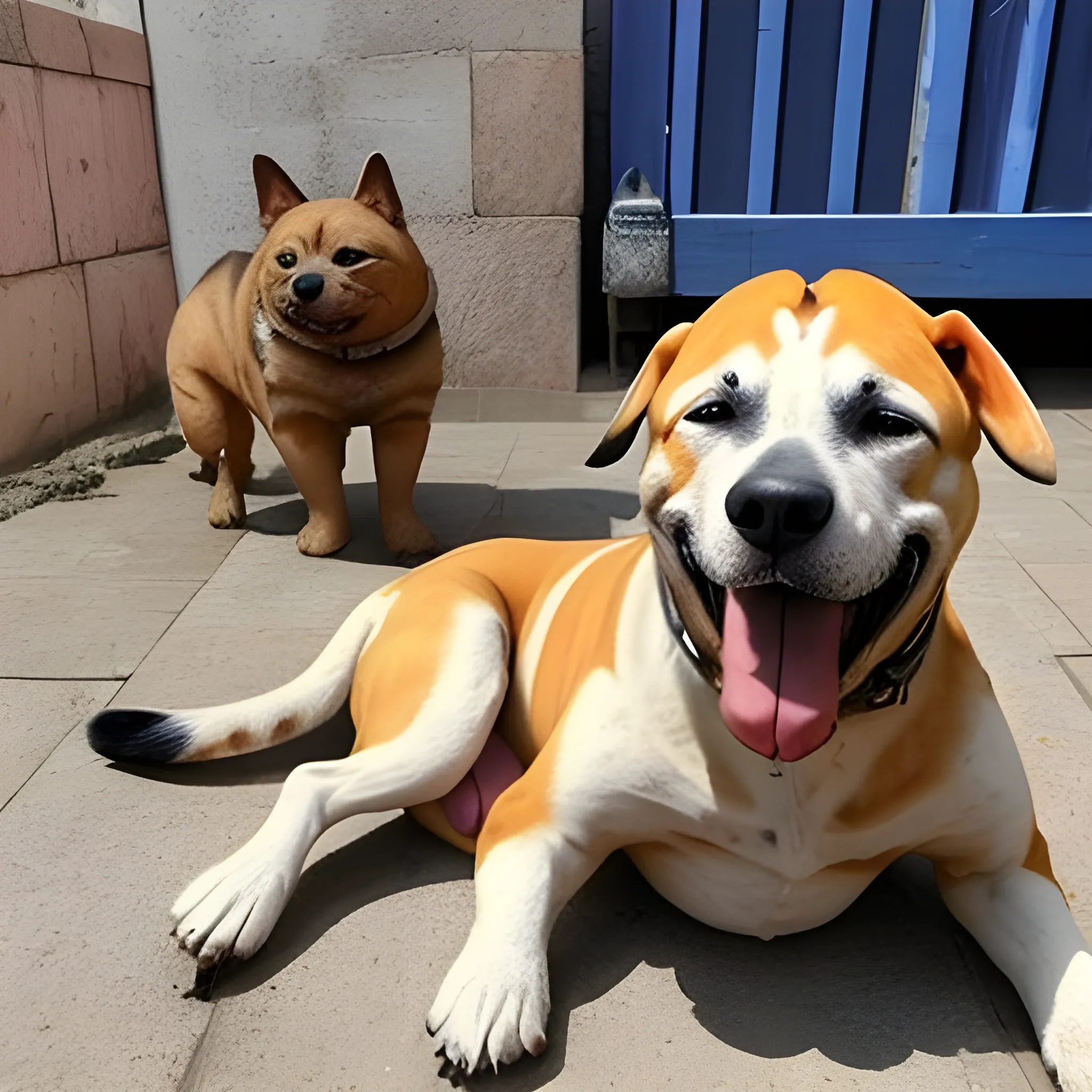 un perro dogo burdeos y un gato egipcio pelean a muerte
