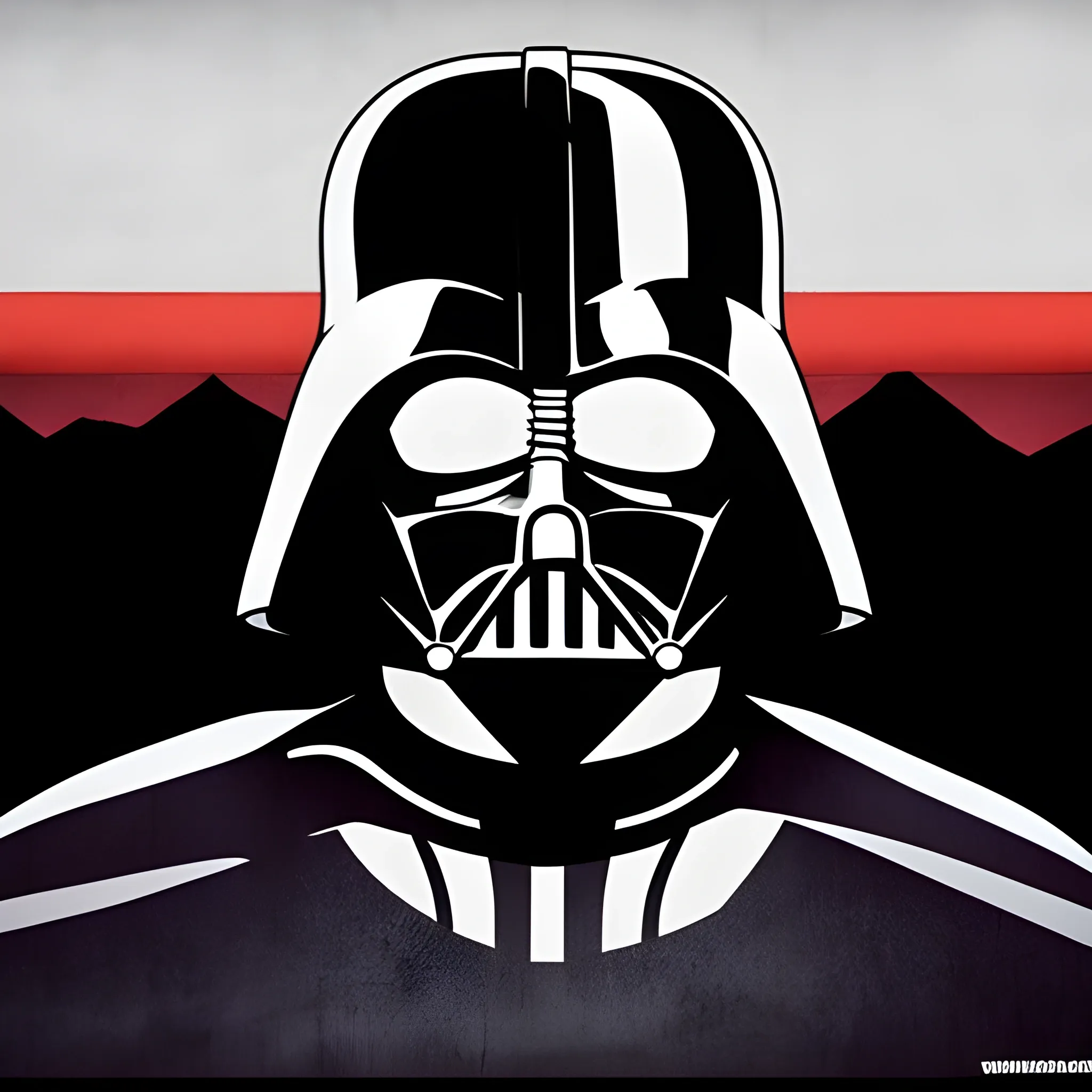 Imagen de Darth Vader con estilo gráfico de Southpark. Fondo transparente. Vista ortográfica. Alta definición