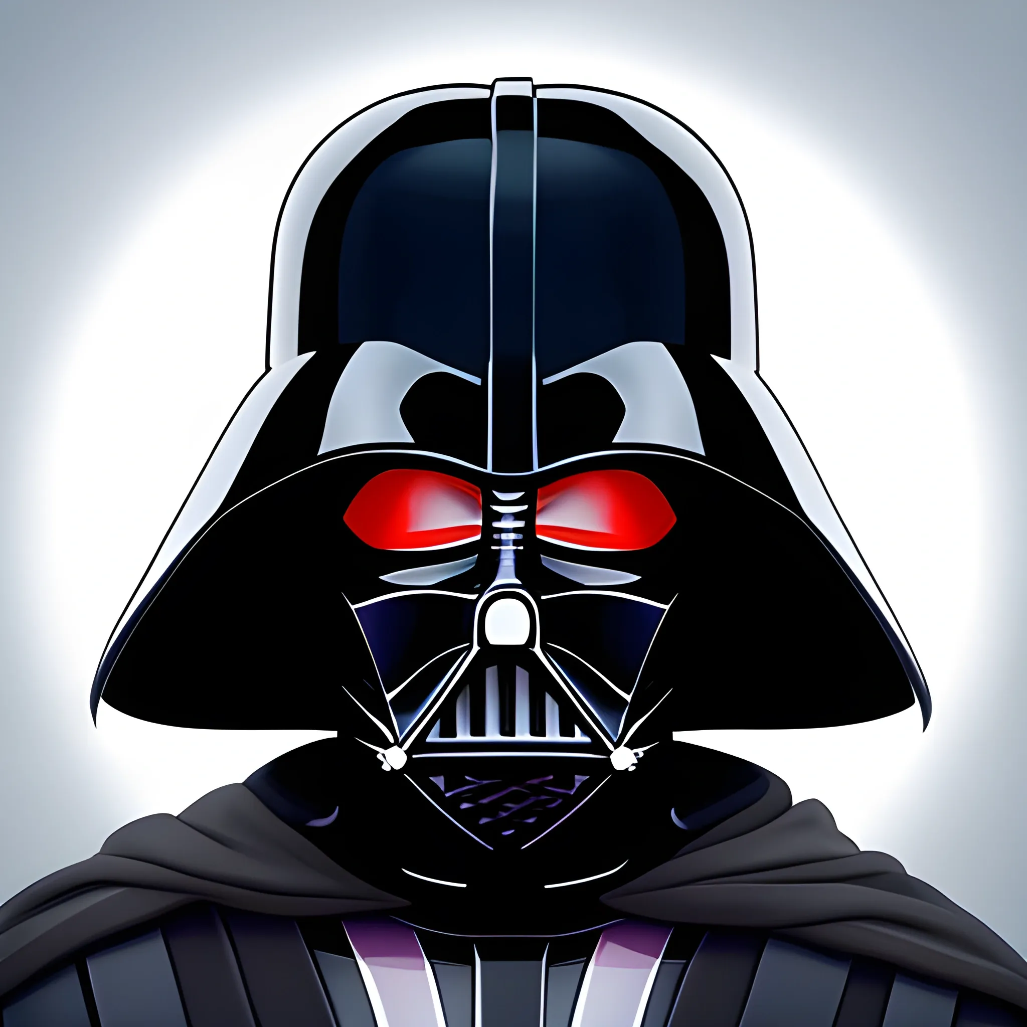 Imagen de Darth Vader con estilo gráfico de Southpark. Fondo transparente. Vista ortográfica. Alta definición