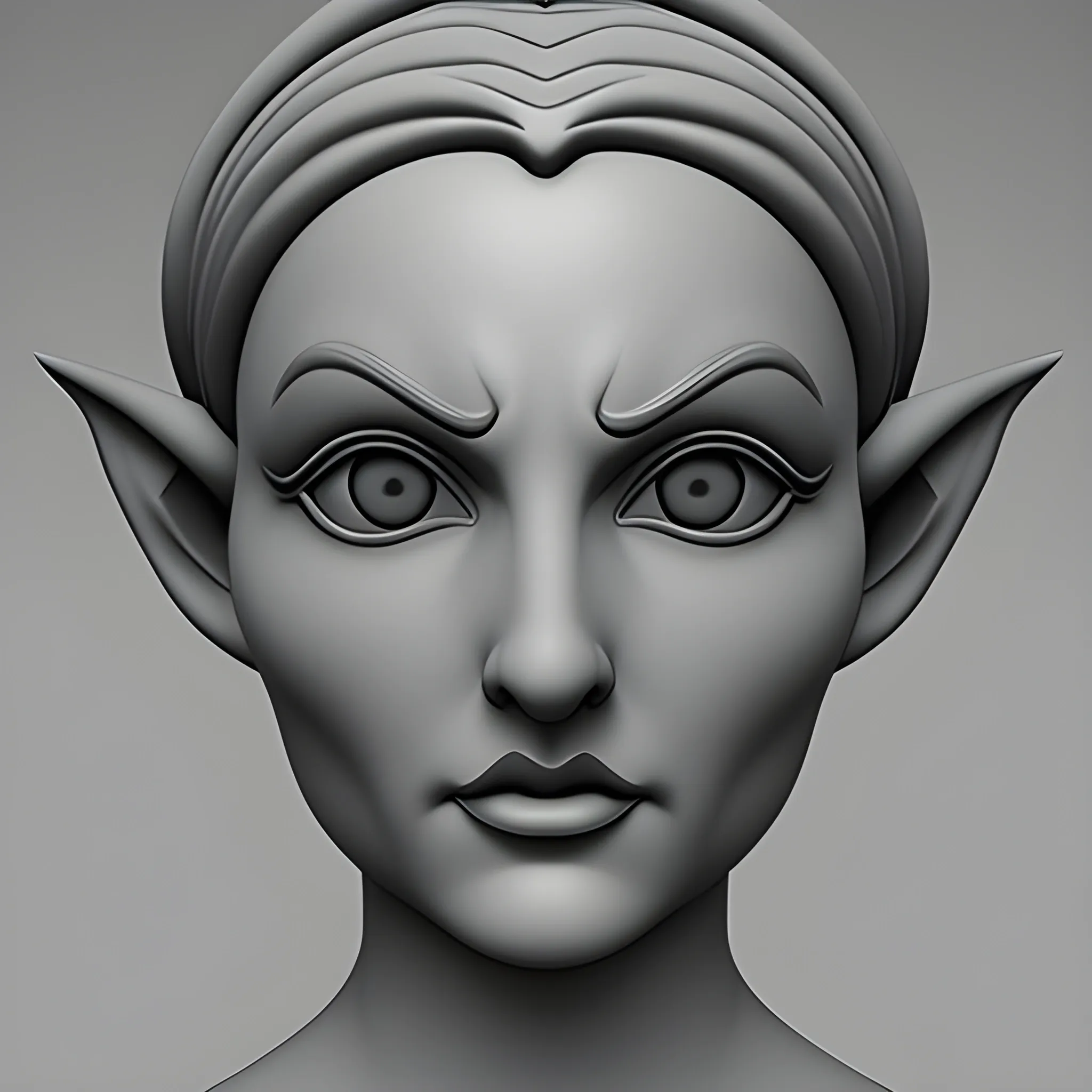 3d stl, grayscale optical illusion, elf woman face