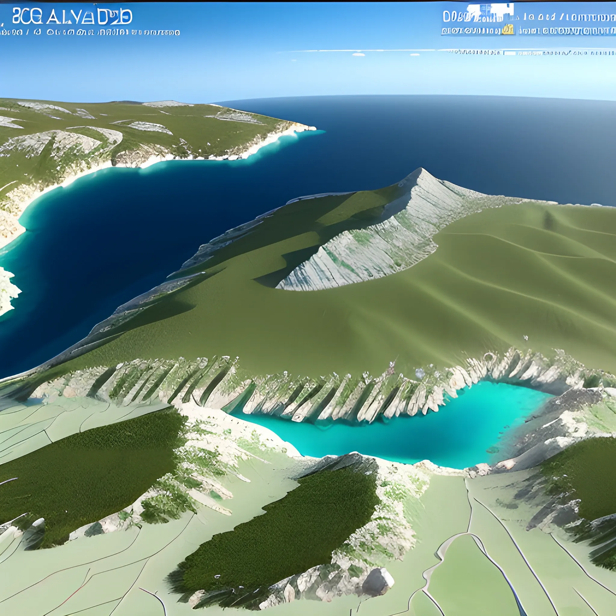 3D projection of the island of Pag in Croatia