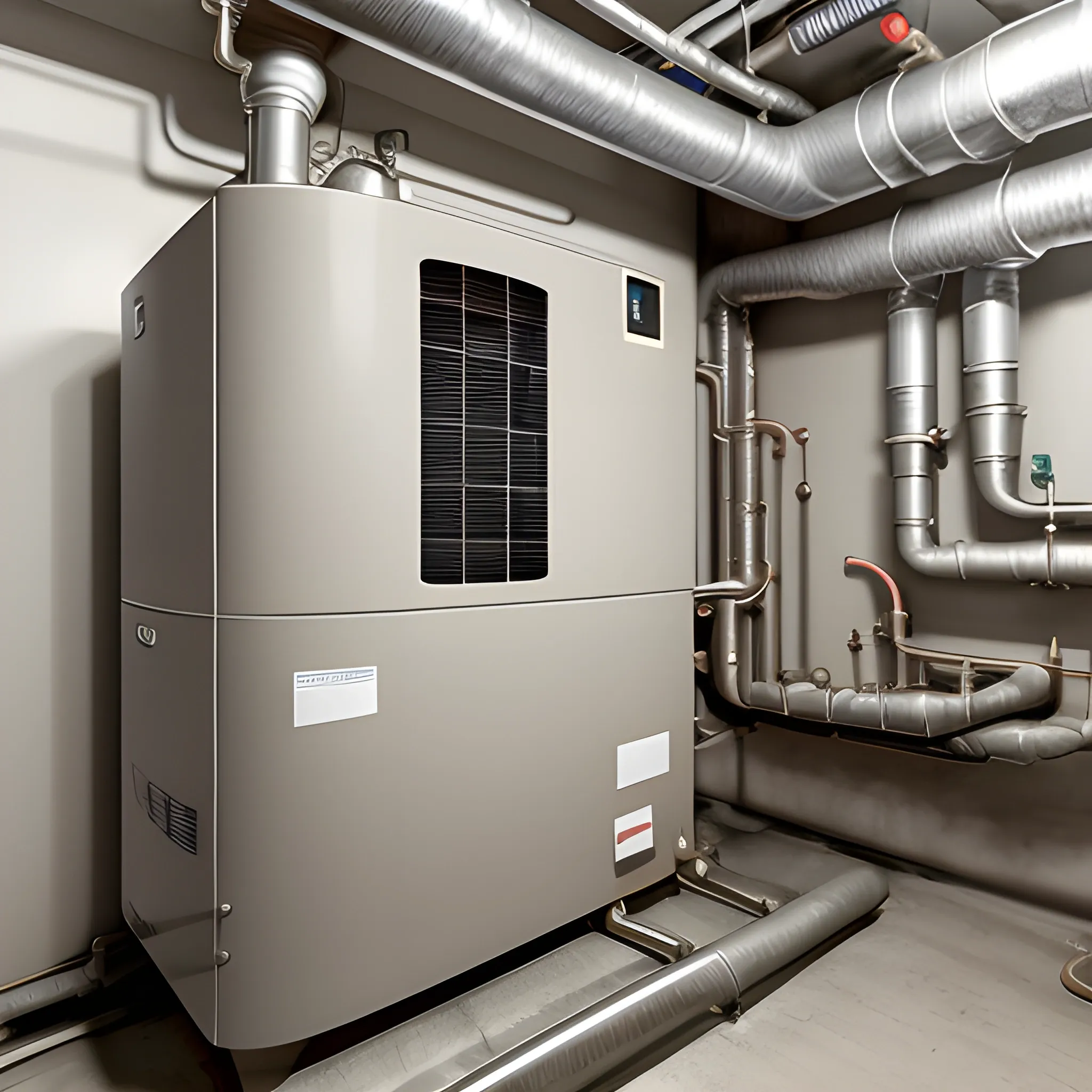 boiler room, gas furnace with heat pump