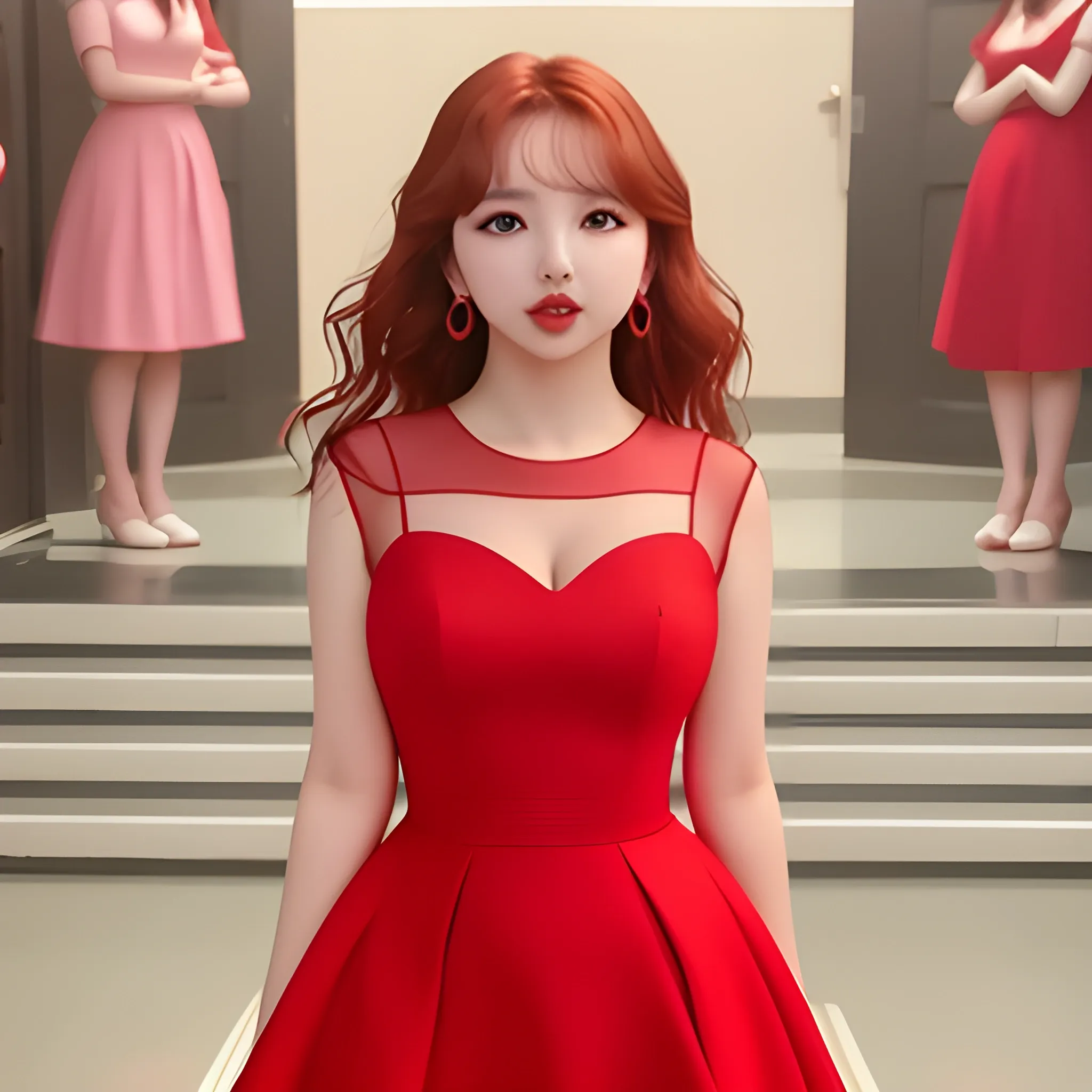 Nayeon twice red dress 4k 