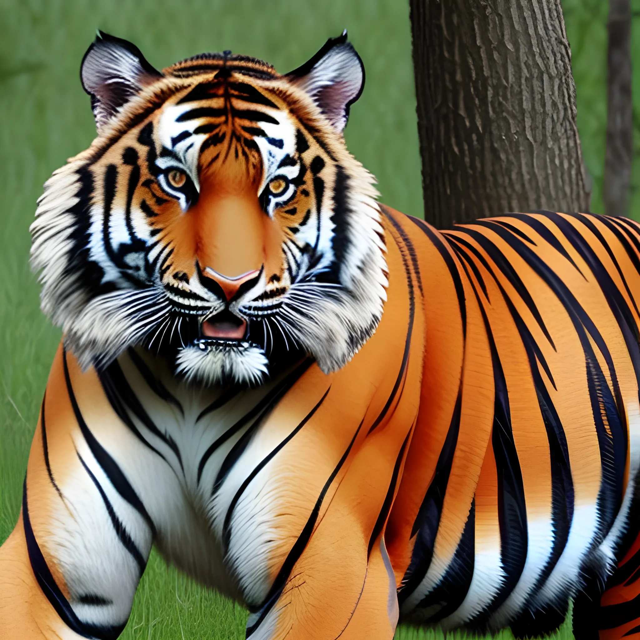 Tigers are tearing and devouring indigenous people.