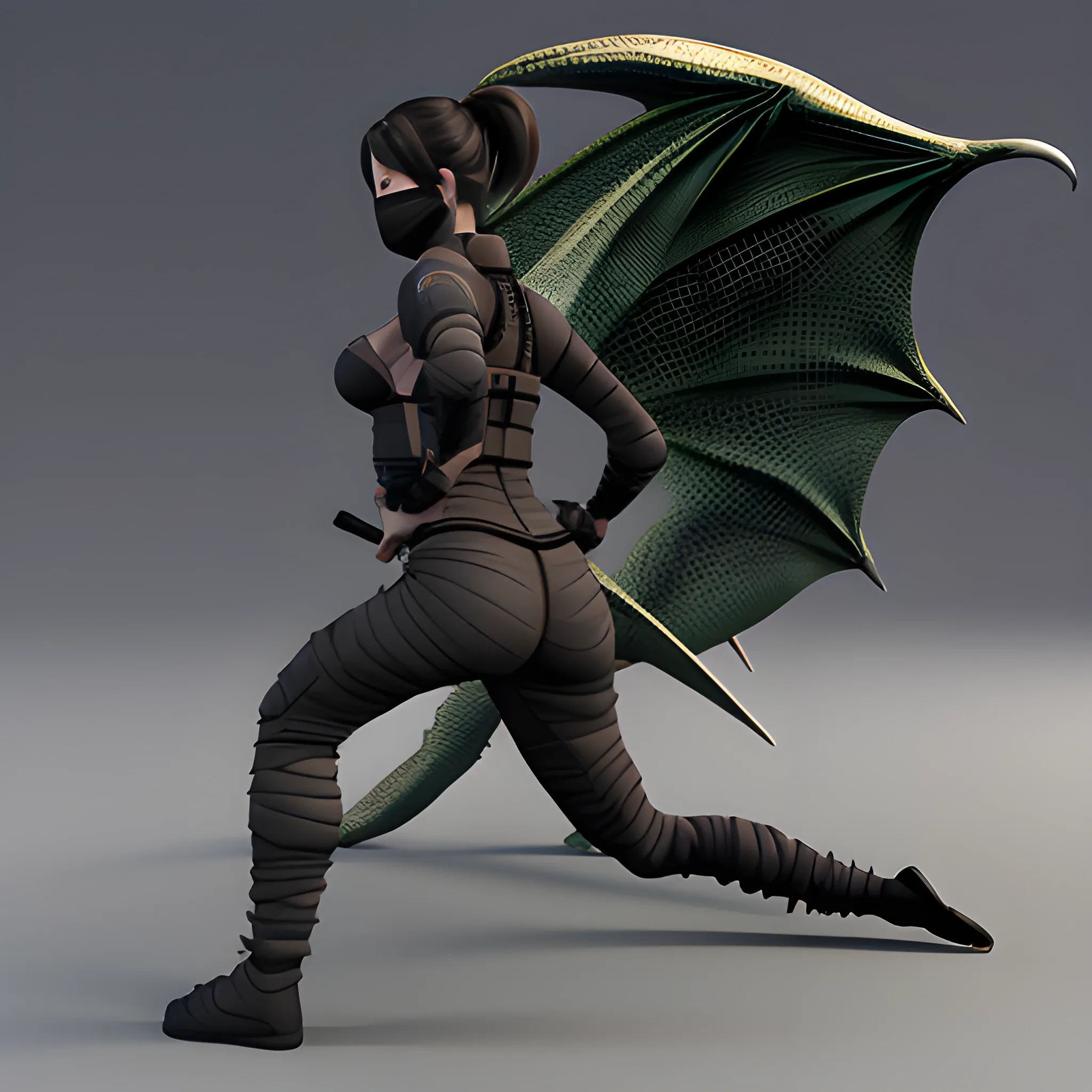 prompthunt: female ninja, DnD character concept art, Dynamic pose, full  body, detailed face, highly detailed, Andreas Rocha style, hd