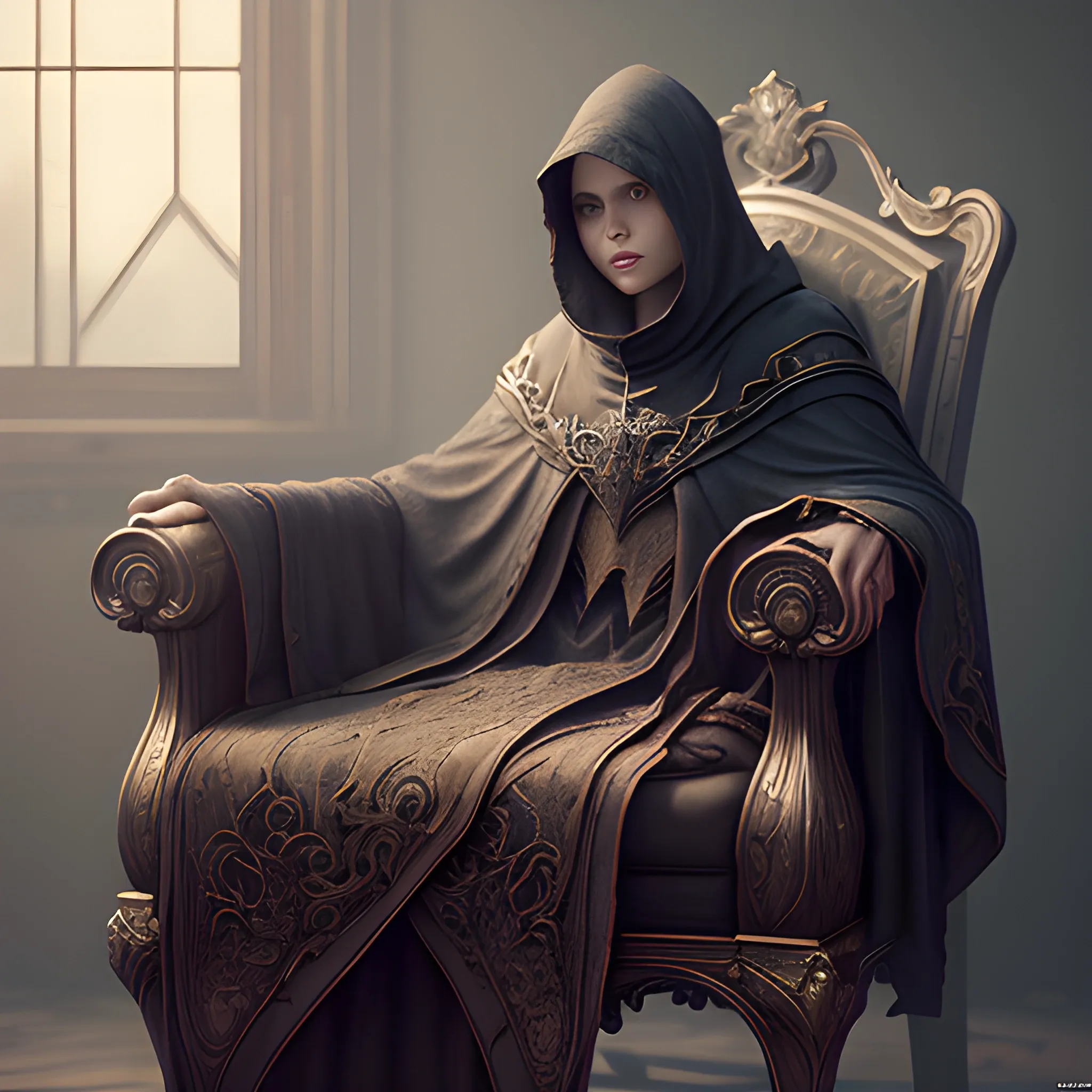 cloak on the chair, 8k, high resolution, high quality, photorealistic, hyperrealistic, detailed, detailed matte painting, deep color, fantastical, intricate detail, splash screen, complementary colors, fantasy concept art, 8k resolution trending on Artstation Unreal Engine