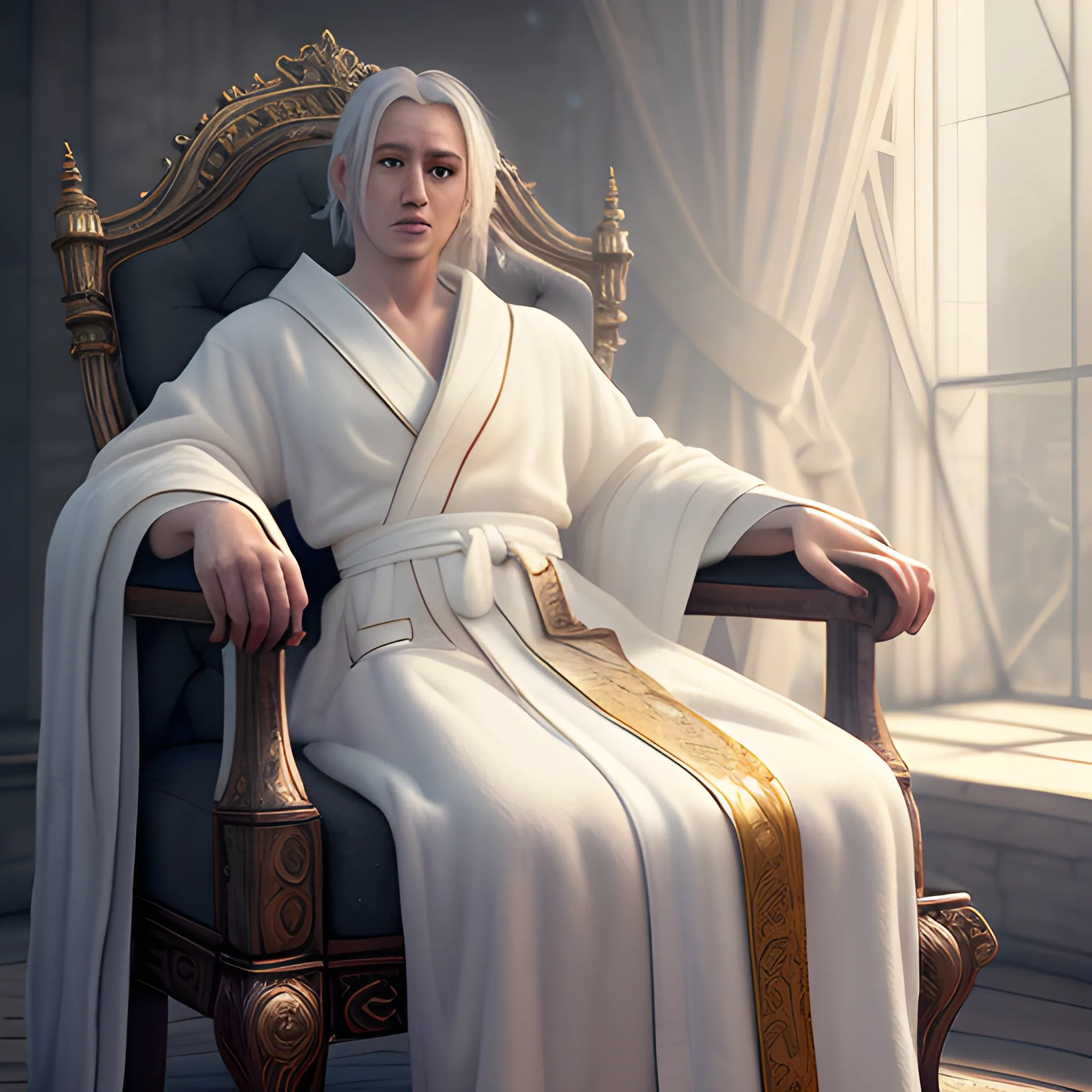 white robe, robe lying on the chair, robe, 8k, high resolution, high quality, photorealistic, hyperrealistic, detailed, detailed matte painting, deep color, fantastical, intricate detail, splash screen, complementary colors, fantasy concept art, 8k resolution trending on Artstation Unreal Engine