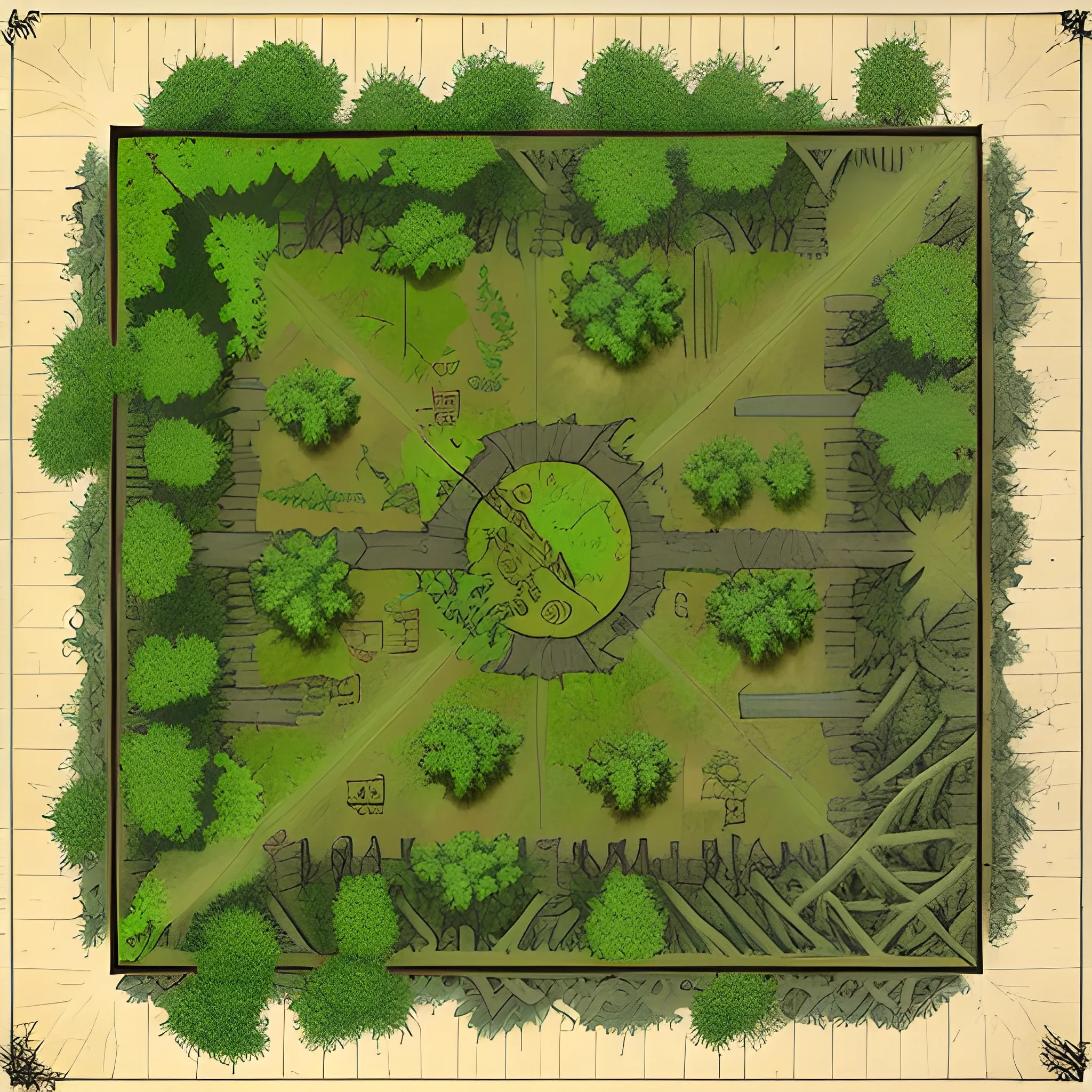 top down battlemap 30x30 forest
