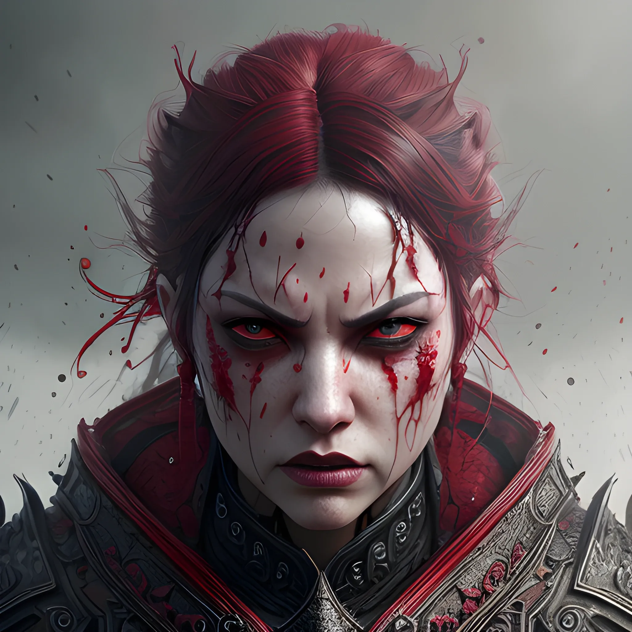 Scarlet, aggressive, angry face, perfume, 8k, high resolution, high quality, photorealistic, hyperrealistic, detailed, detailed matte painting, deep color, fantastical, intricate detail, splash screen, complementary colors, fantasy concept art, 8k resolution trending on Artstation Unreal Engine