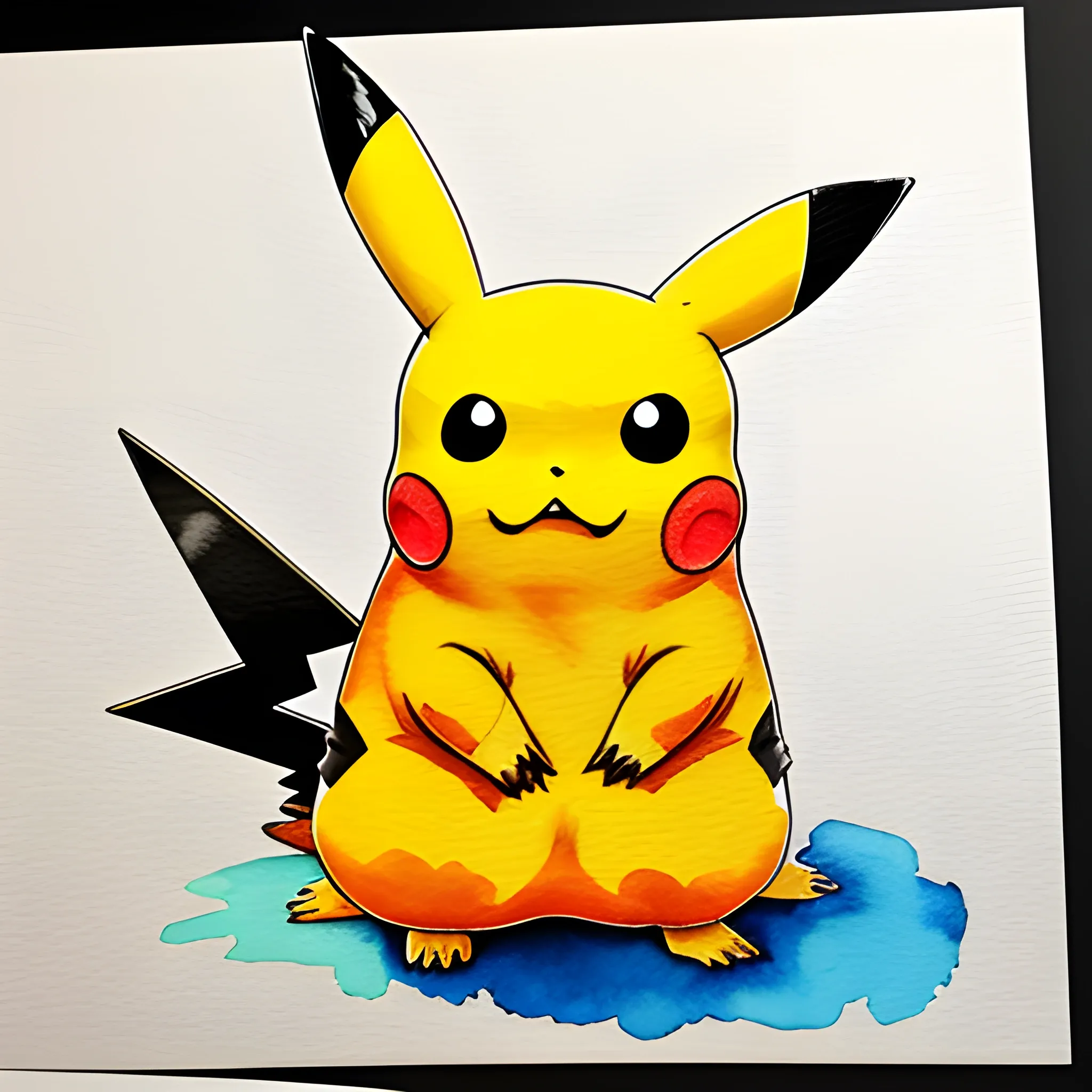 
Pikachu ,naranja, shiny, Water Color