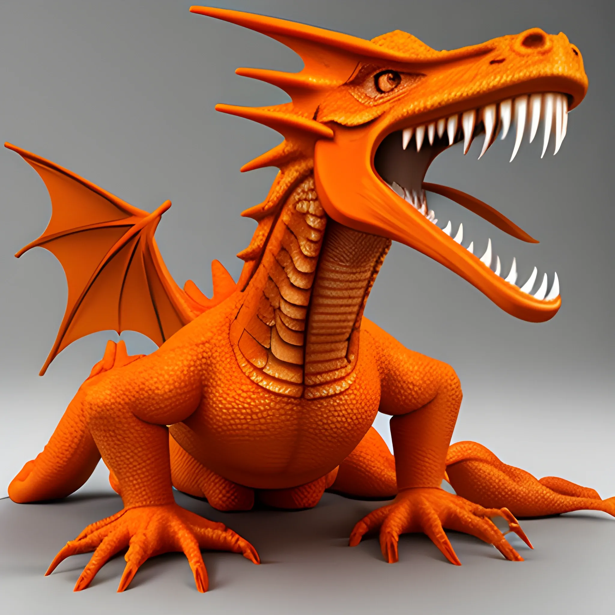 orange dragon, , 3D, eating person